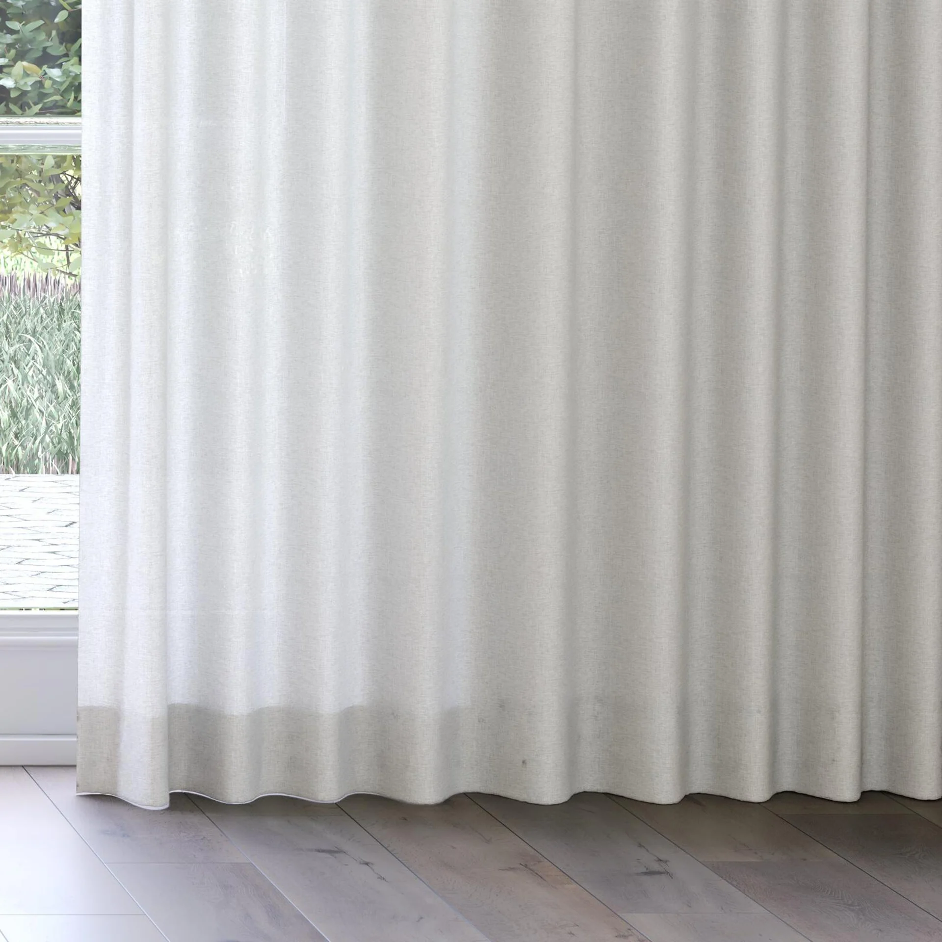 Bottom view of Envoy 2 Vapour 320cm, on curtain rail