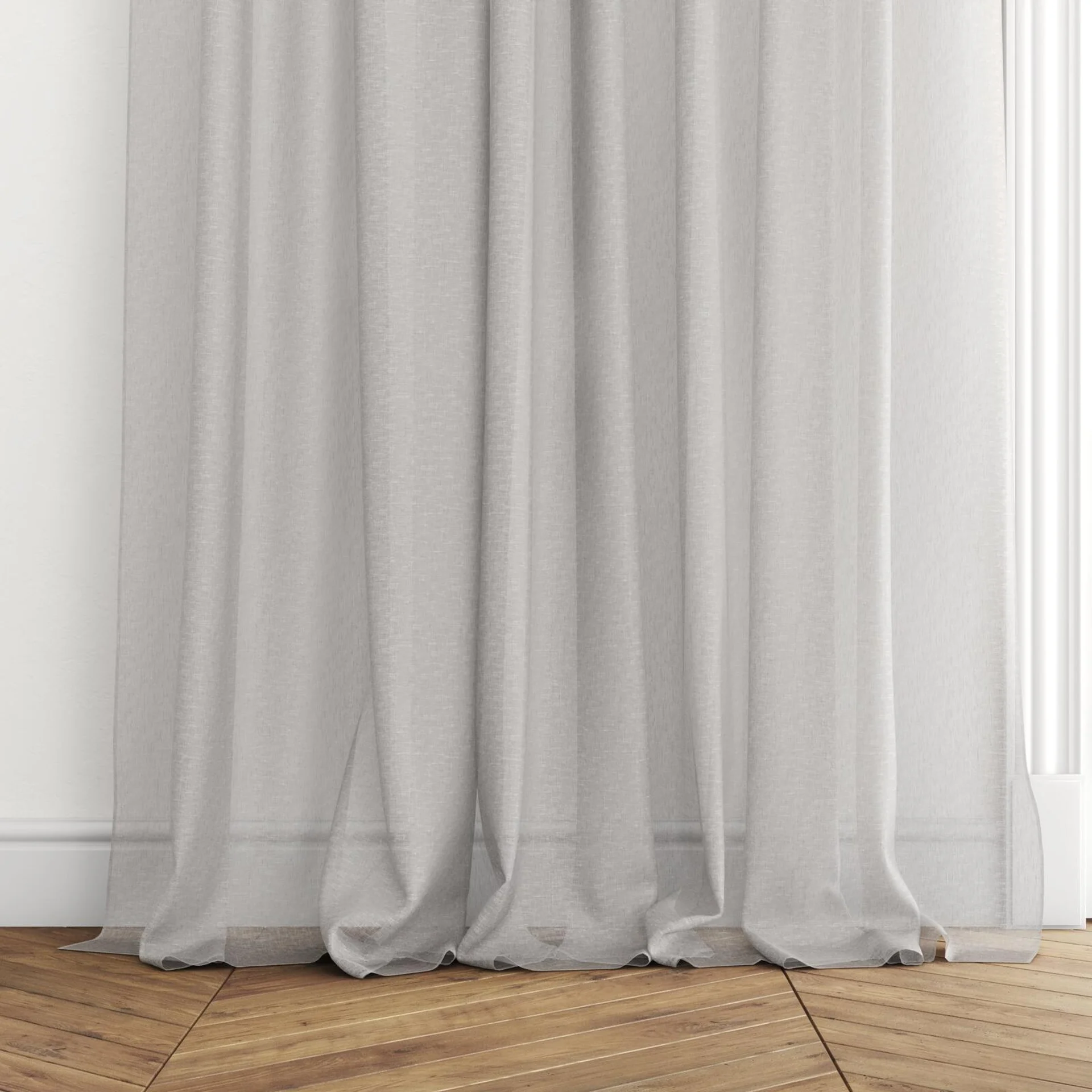 Bottom view of Beauvoir 14032 Stone, puddled with pinch pleat, on curtain rod