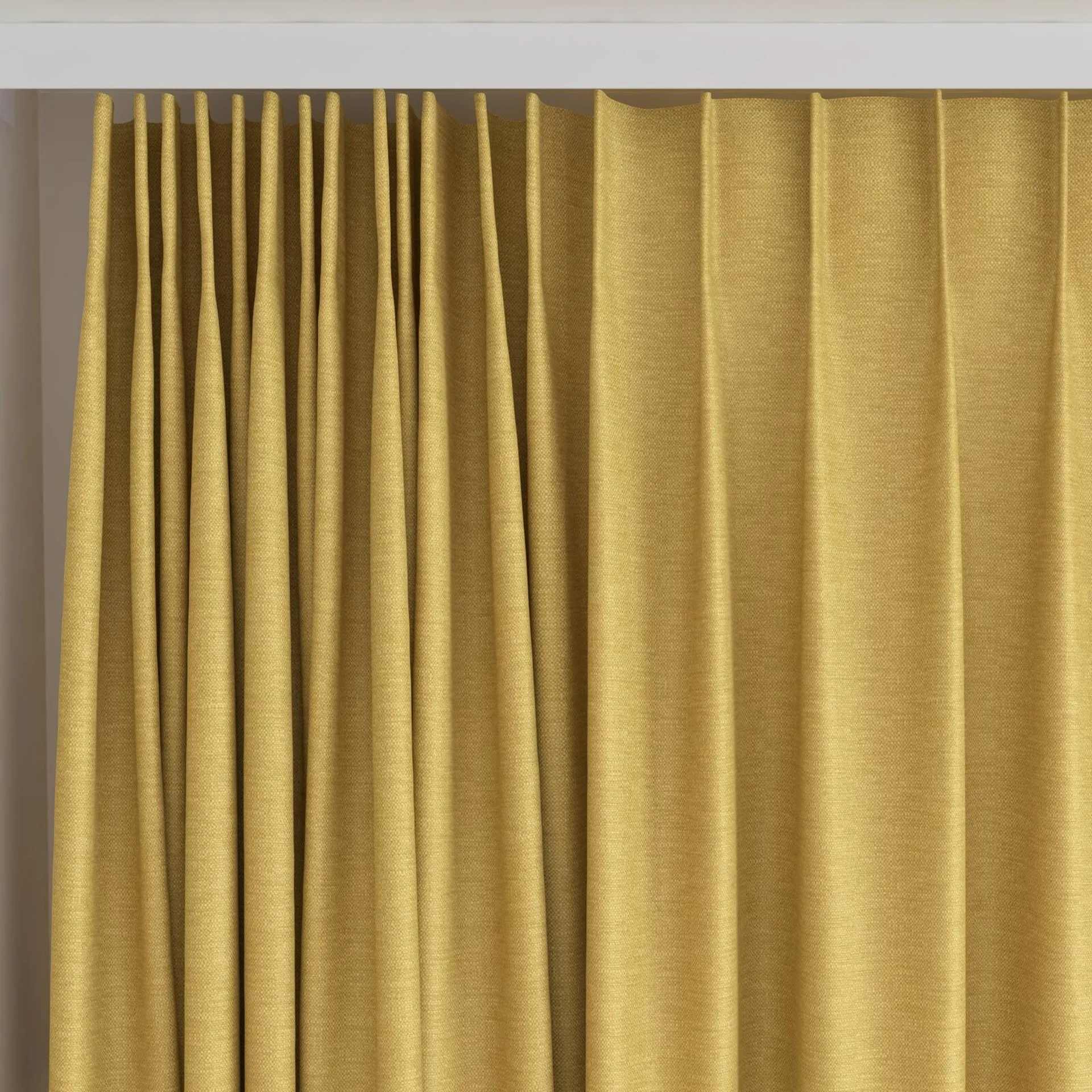 Top view of Colourwash Eco Gold, on curtain rail