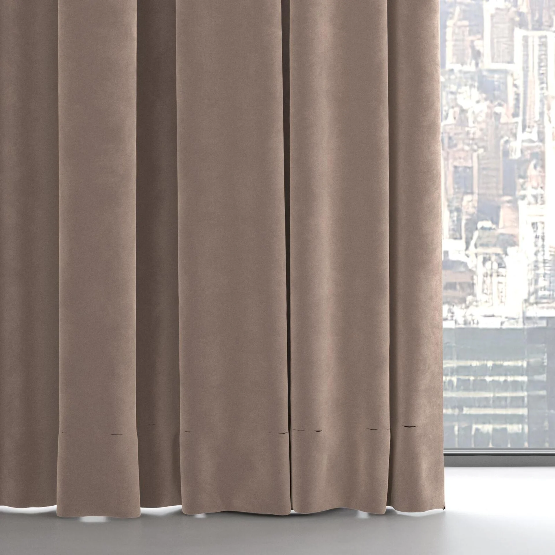 Bottom view of Lux Velvet Dusk 8704, on hidden rail