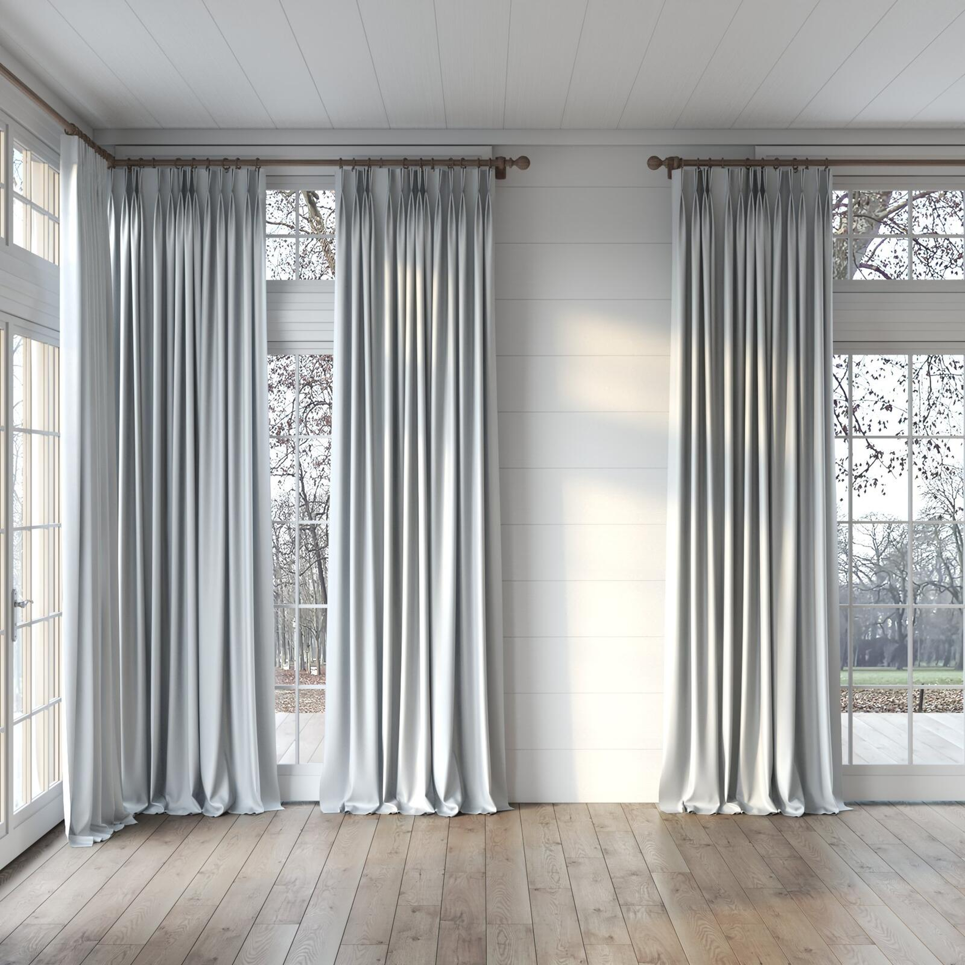 Full view of Matrix FR Fog, puddled, on curtain rod