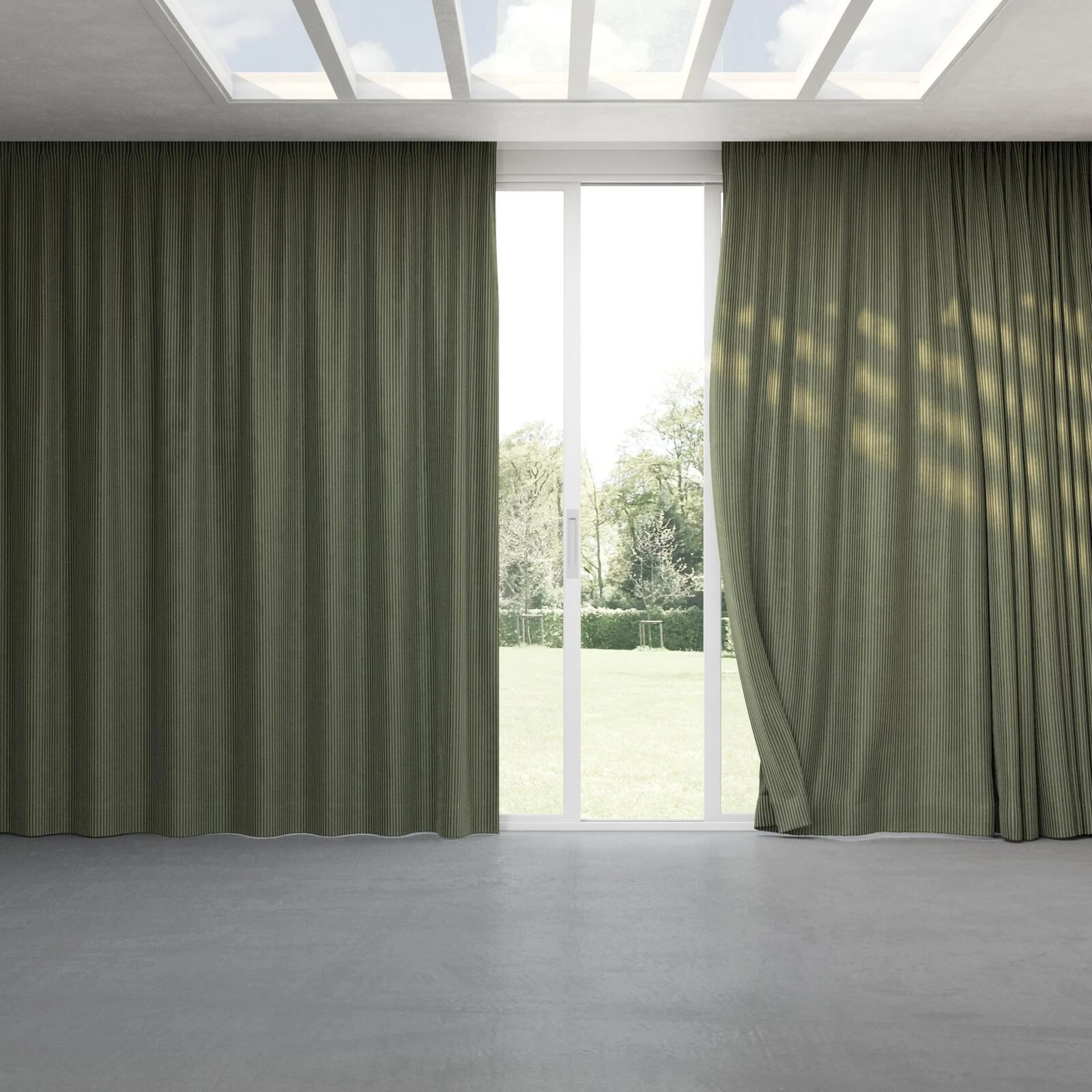 Full view of Embrace Fern, pinch pleat