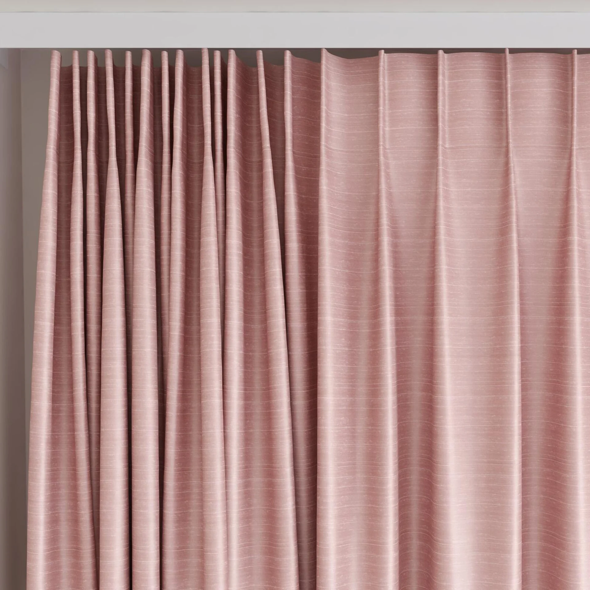 Top view of Silky Blossom, on curtain rail
