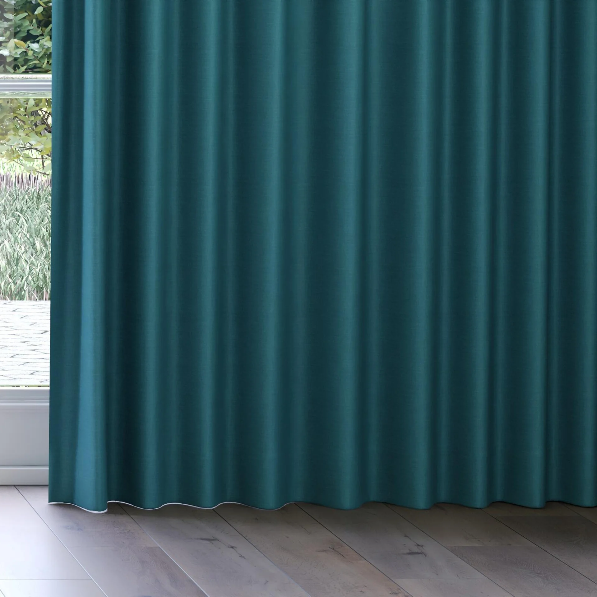 Bottom view of Urban Peacock, on curtain rail