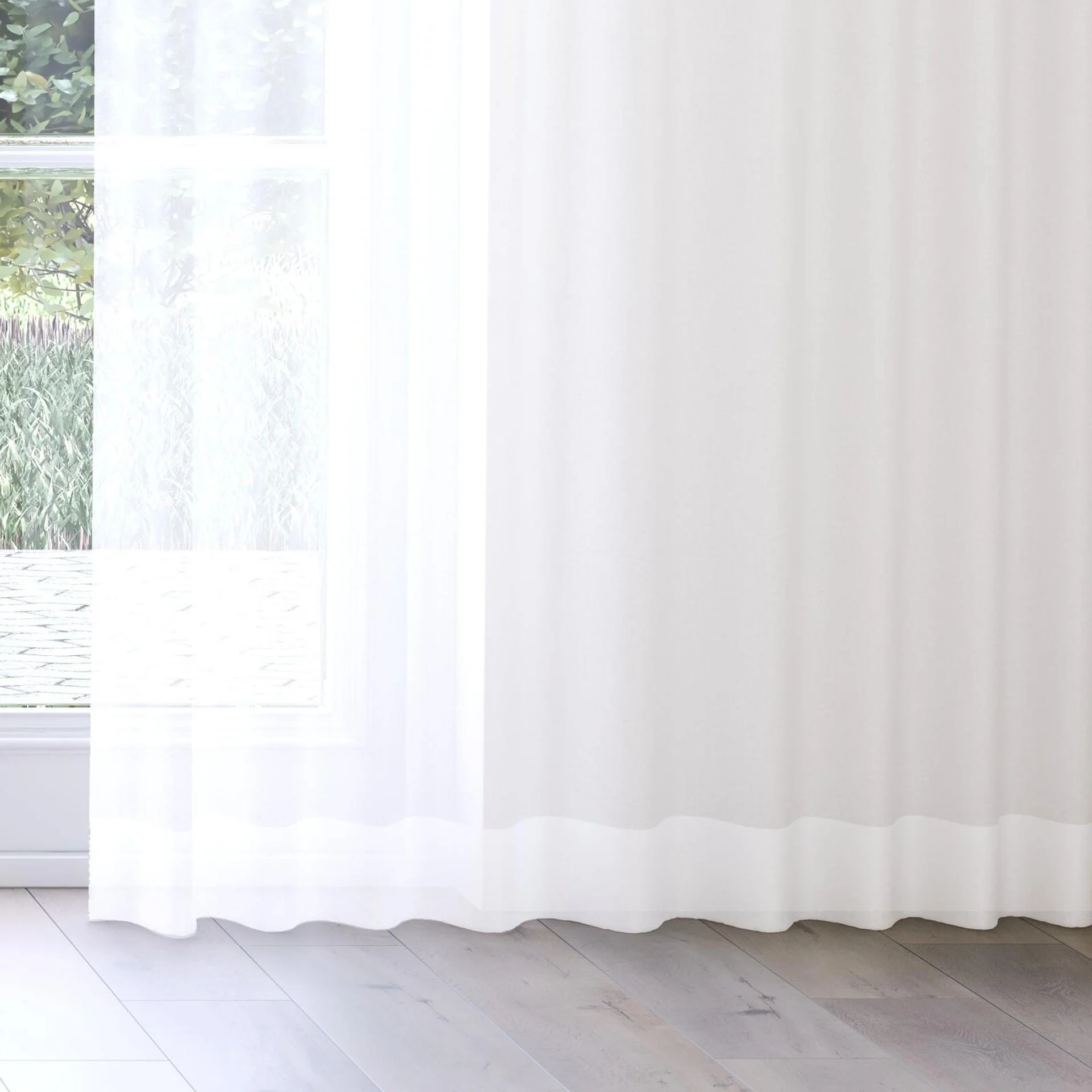 Bottom view of Zine Swan, on curtain rail