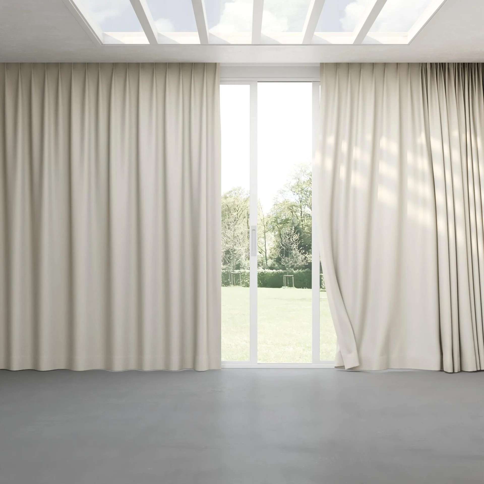 Full view of Re Delis Putty, pinch pleat