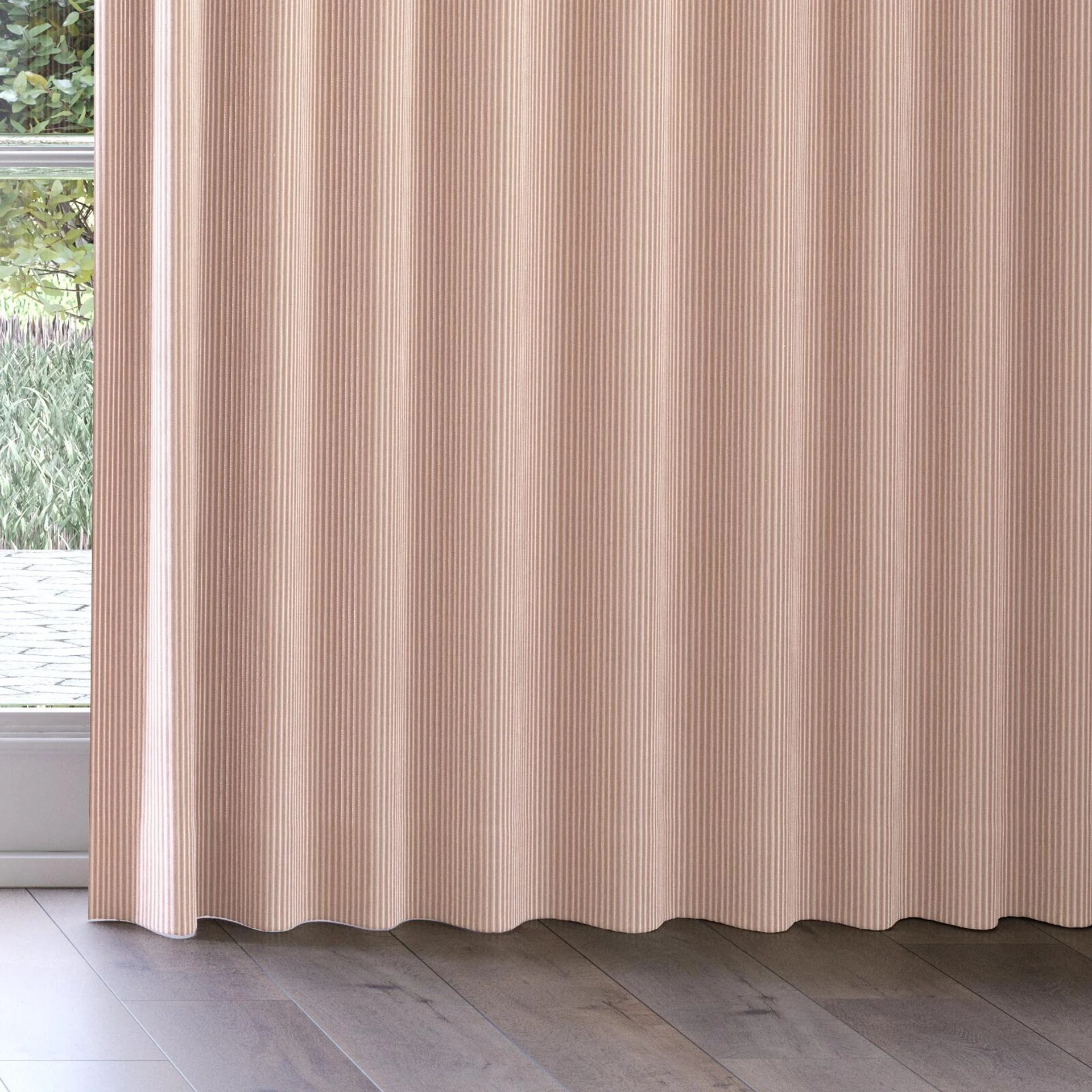 Bottom view of Embrace Cameo, on curtain rail