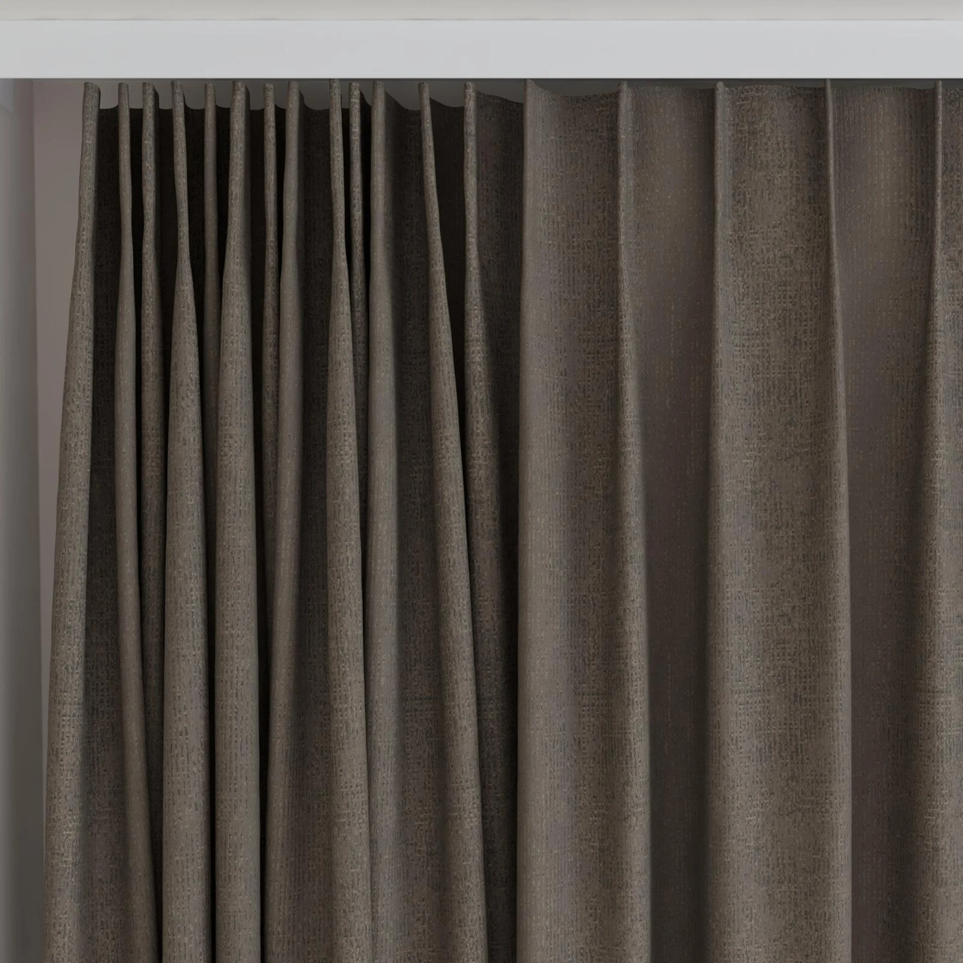Top view of Aria Mauve, on curtain rail