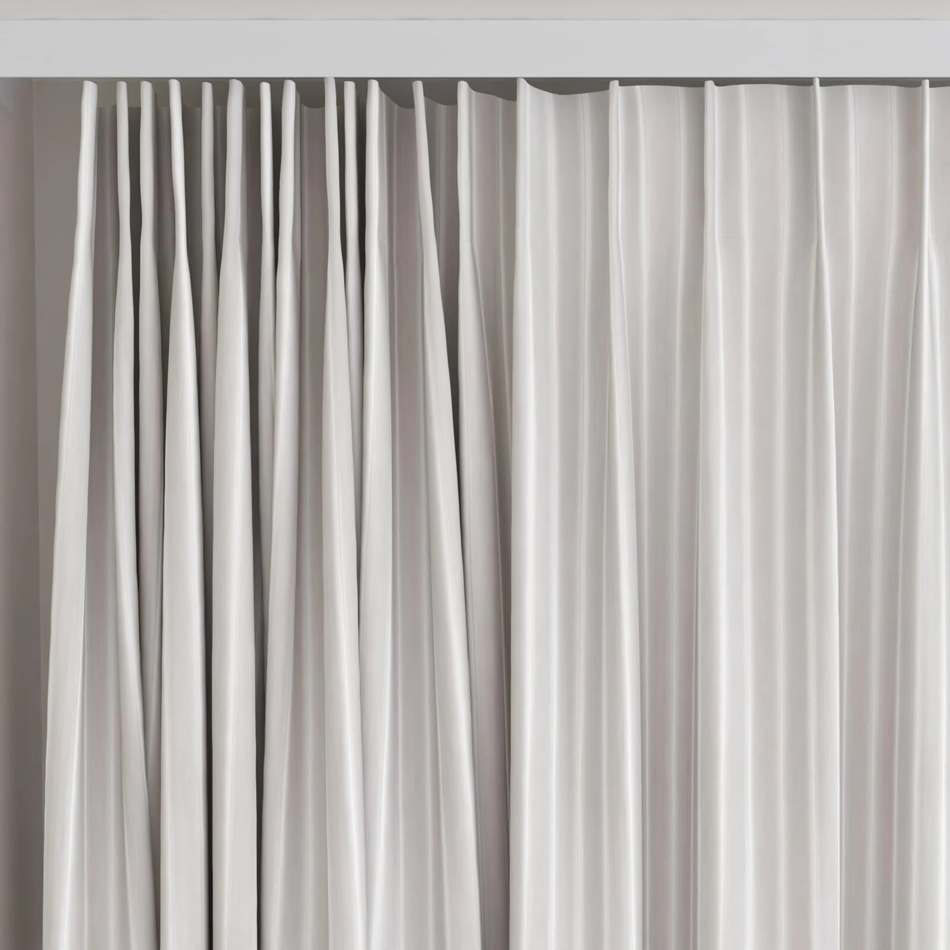 Top view of Cordial Feather, on curtain rail