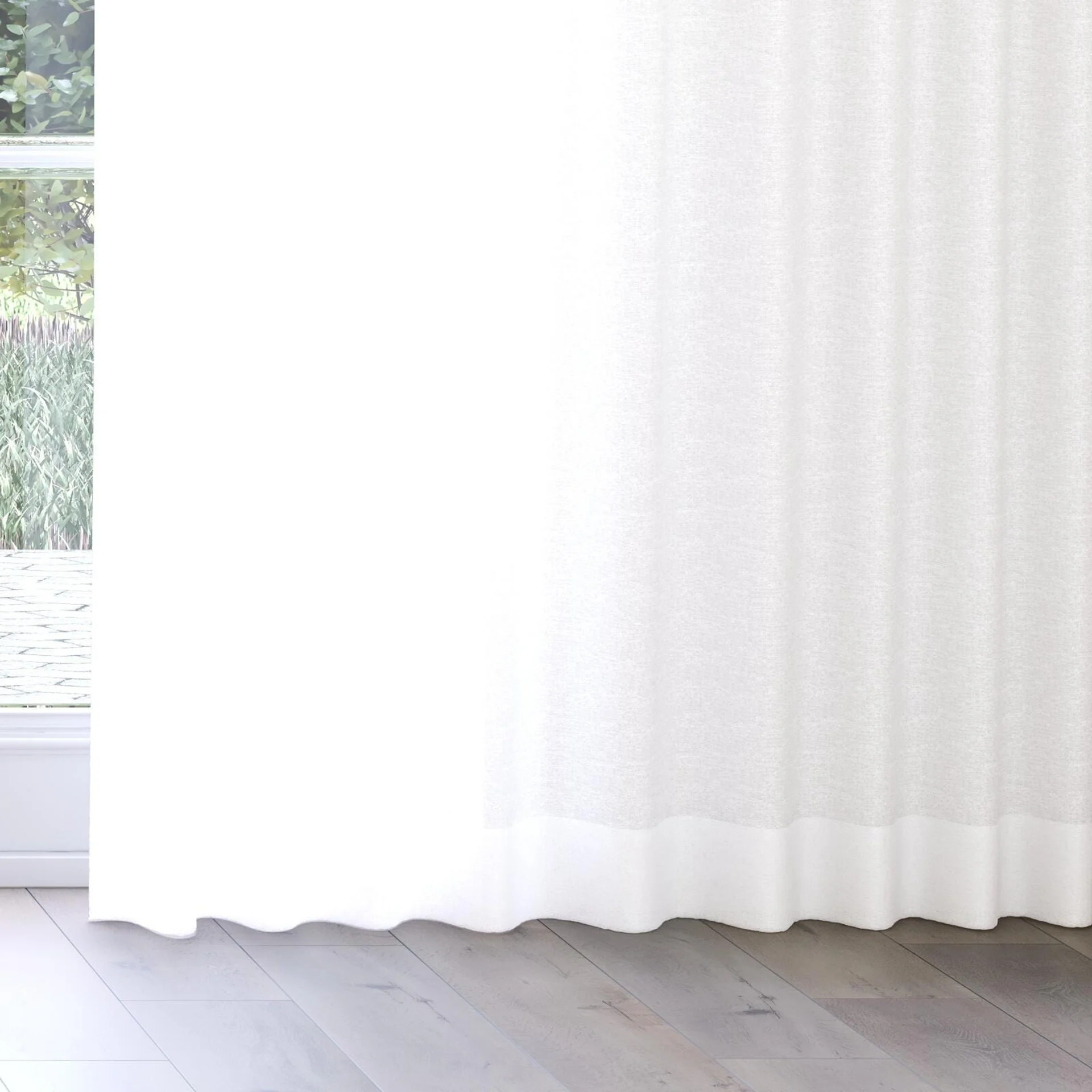 Bottom view of Shoji Snow, on curtain rail