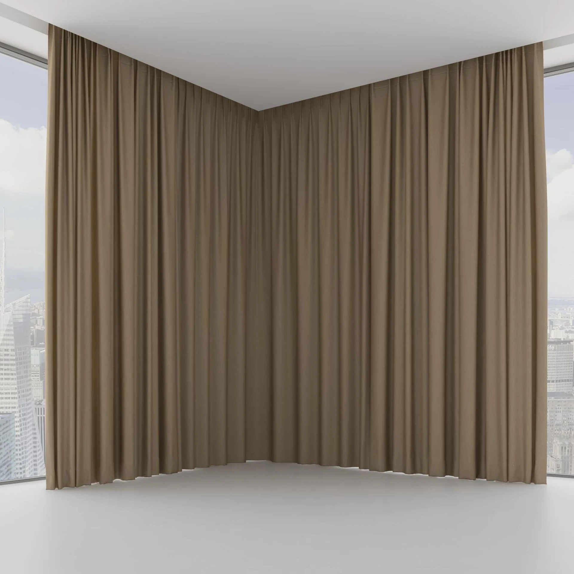 Front view of Infinite Raffia, on hidden rail