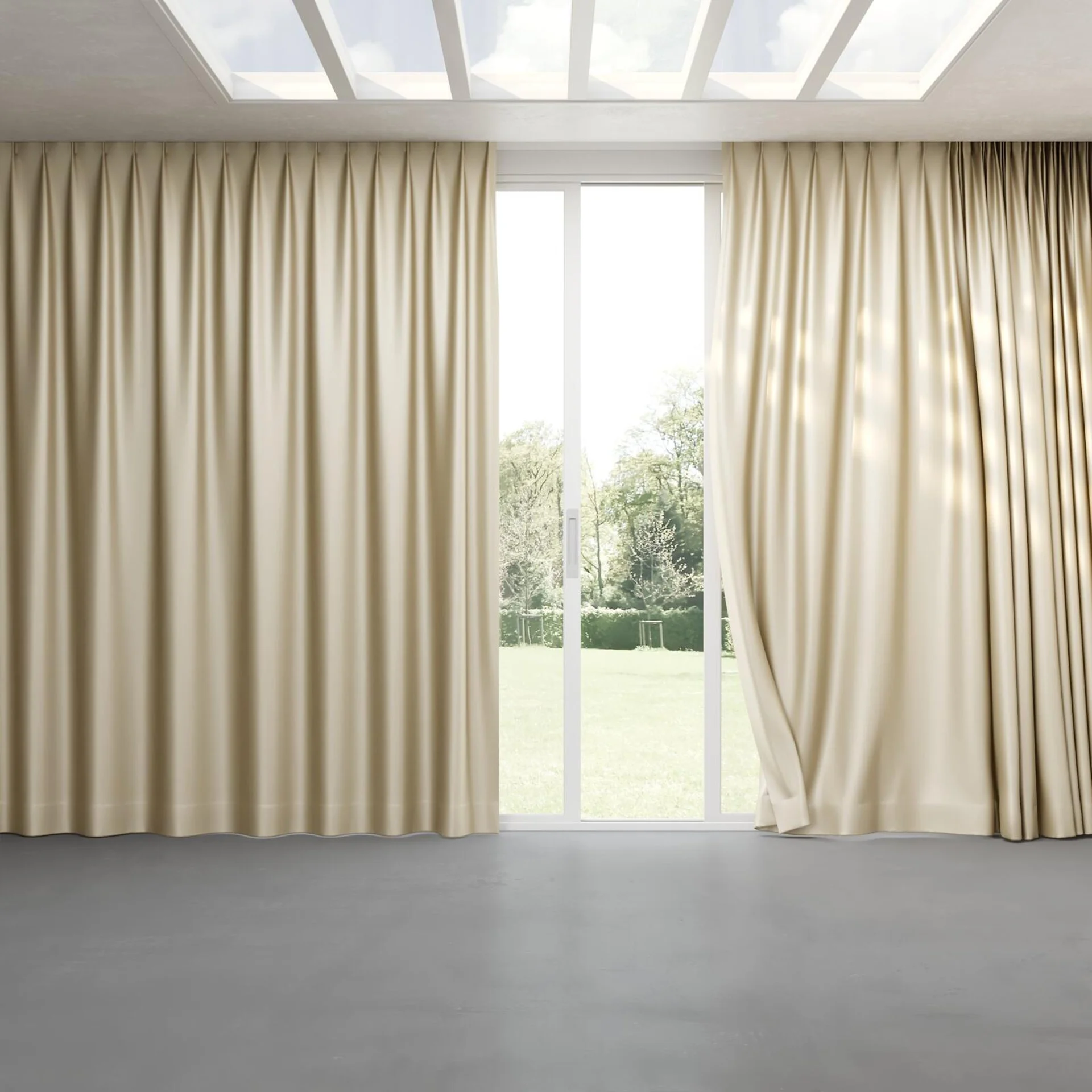 Full view of Moonbeam Antique, pinch pleat