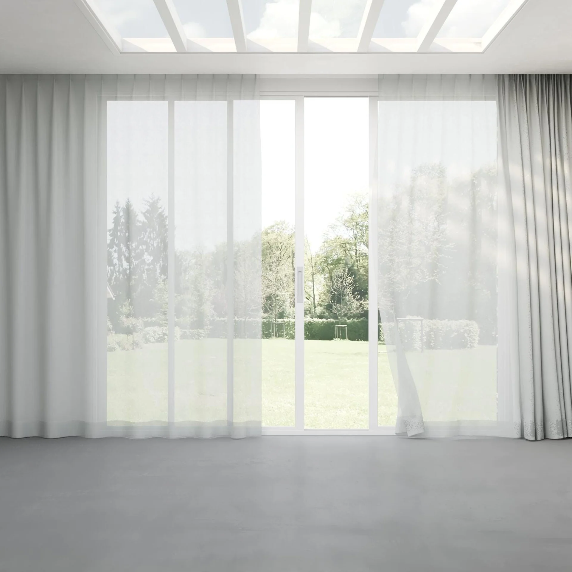 Full view of Gesso Lino Sky, pinch pleat