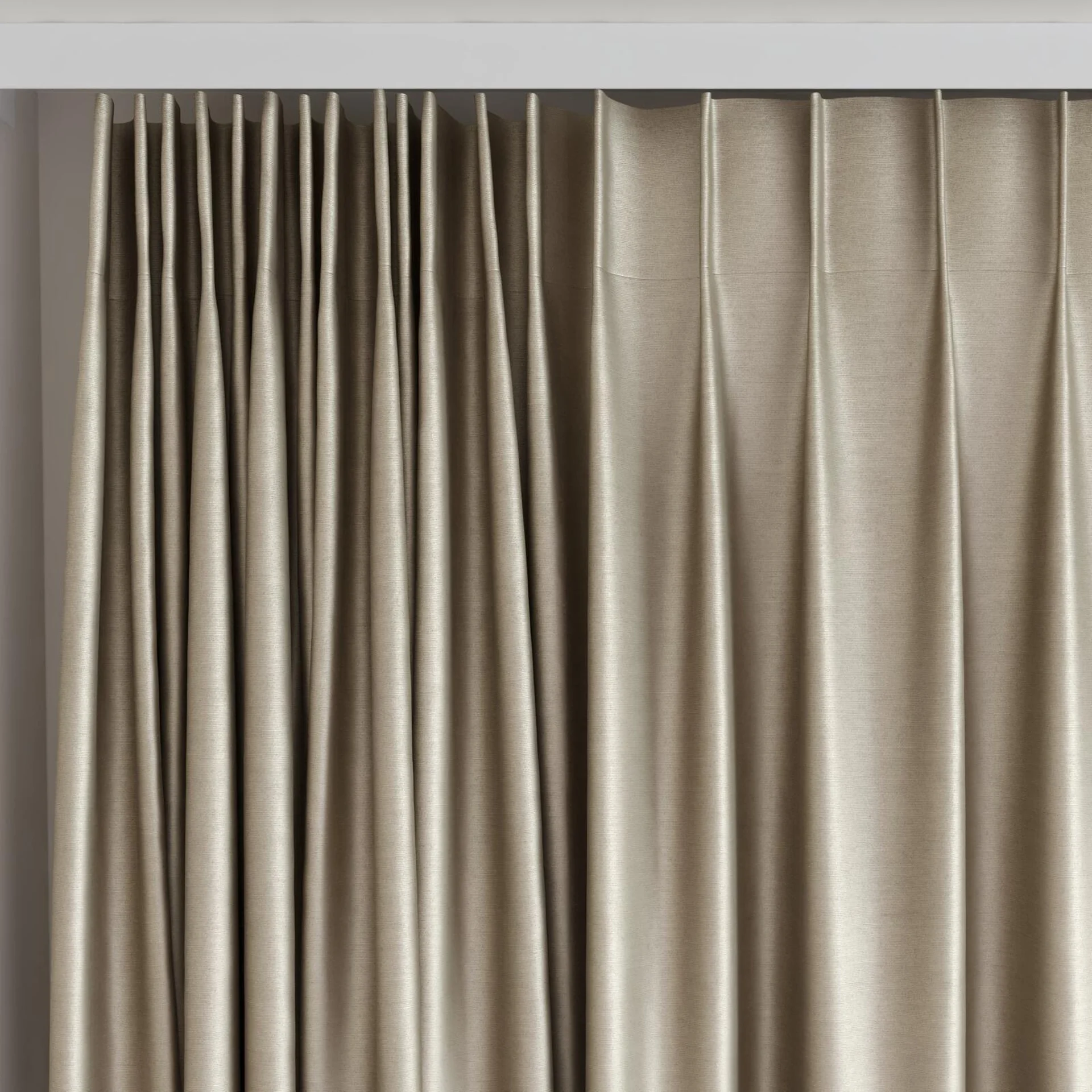 Top view of Mont Blanc Taupe, on curtain rail