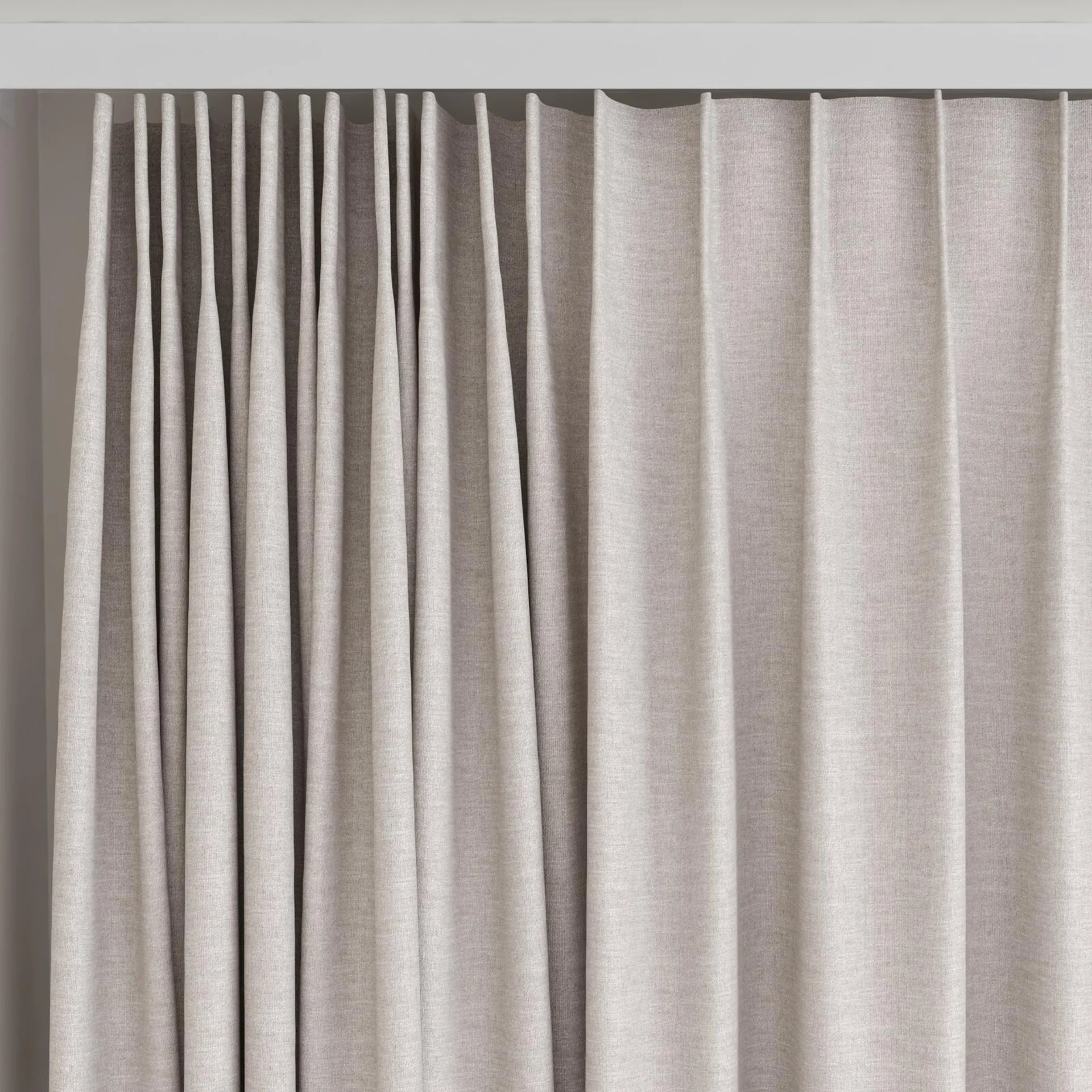Top view of Casual Lilac, on curtain rail