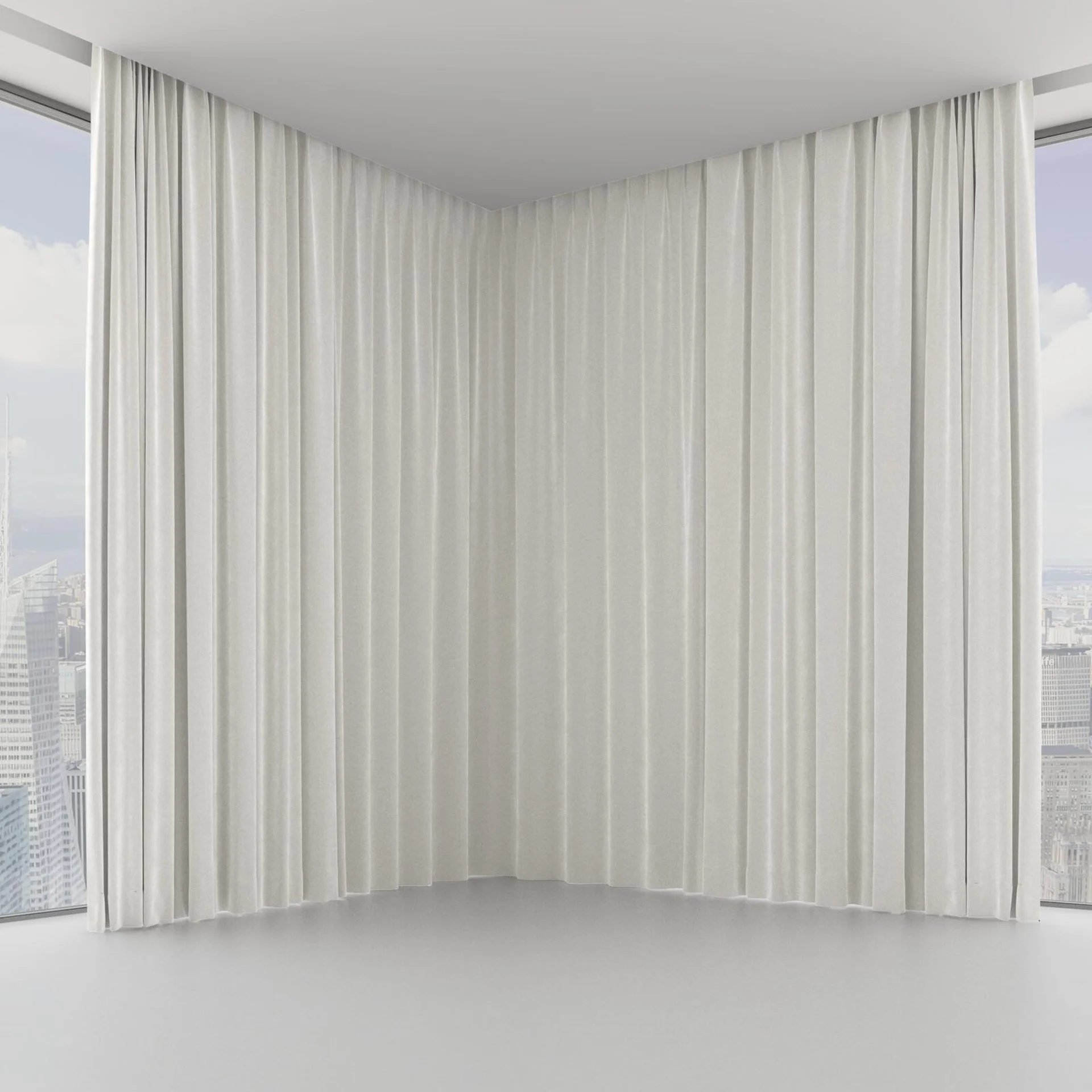 Front view of Velvelux Ivory, on hidden rail
