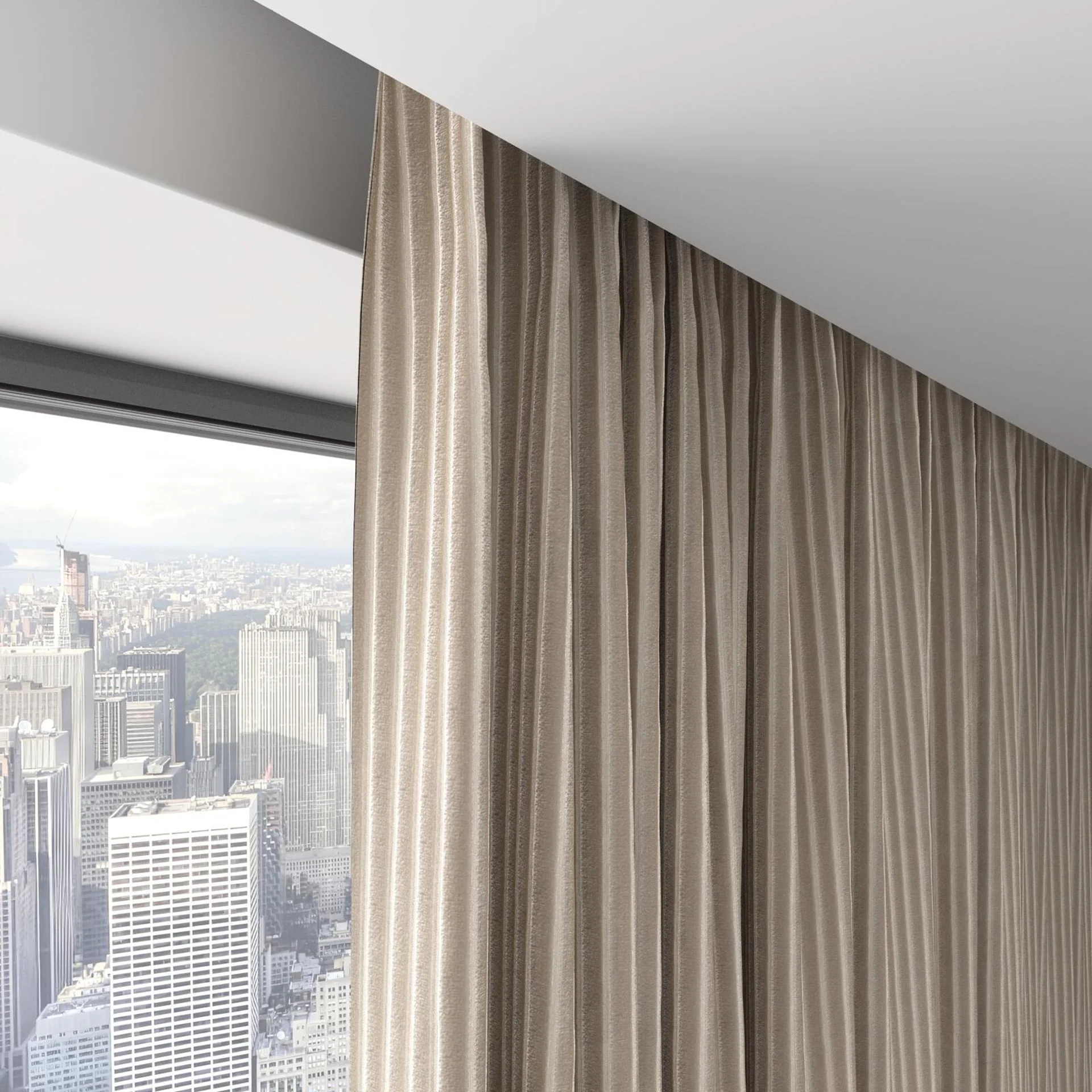 Top view of Embrace Taupe, on hidden rail