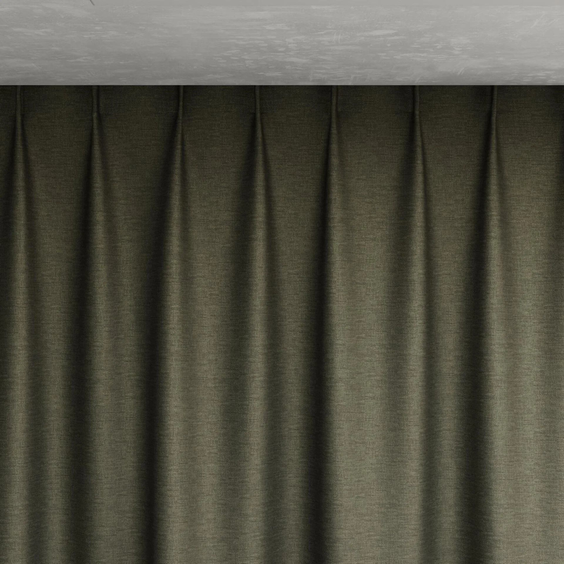 Top view of Eclipse Blackout Moss, pinch pleat