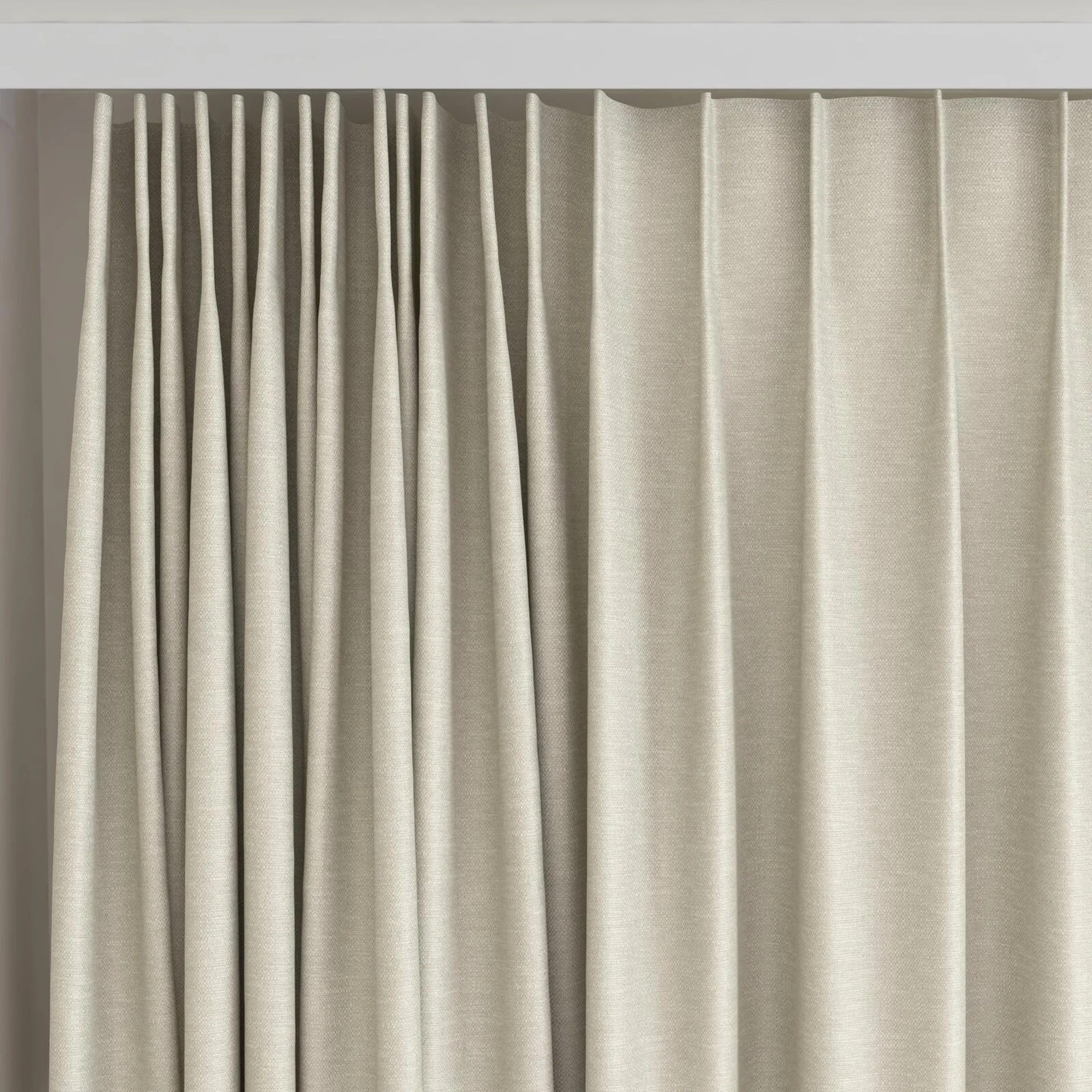 Top view of Colourwash Eco Fresco, on curtain rail
