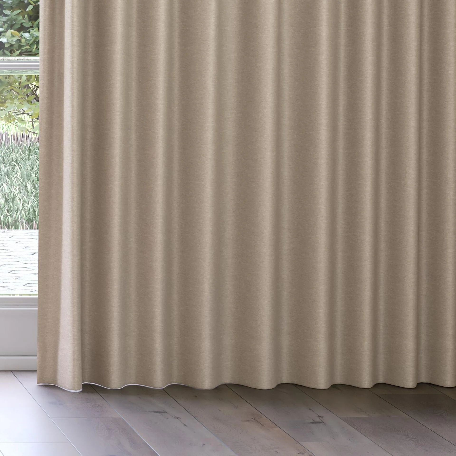 Bottom view of Colourwash Eco Rattan, on curtain rail