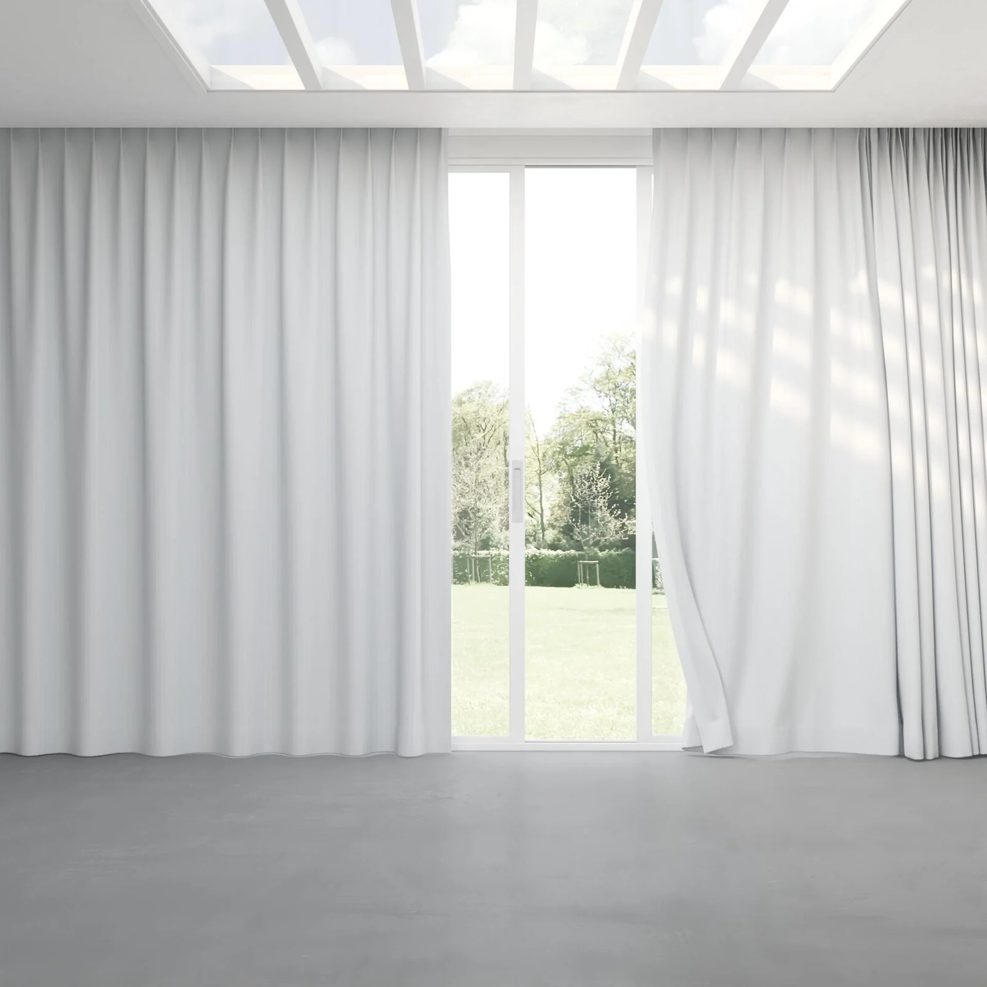 Full view of Cordial Swan, pinch pleat