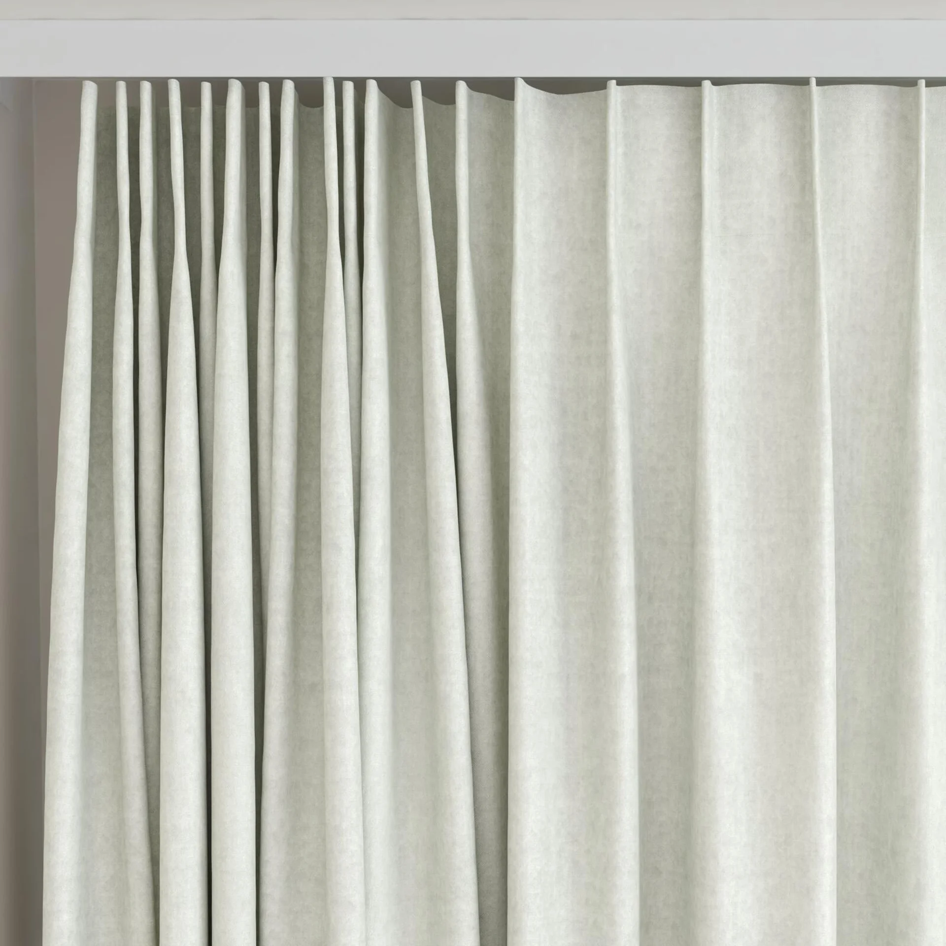 Top view of Monterey Fog, on curtain rail