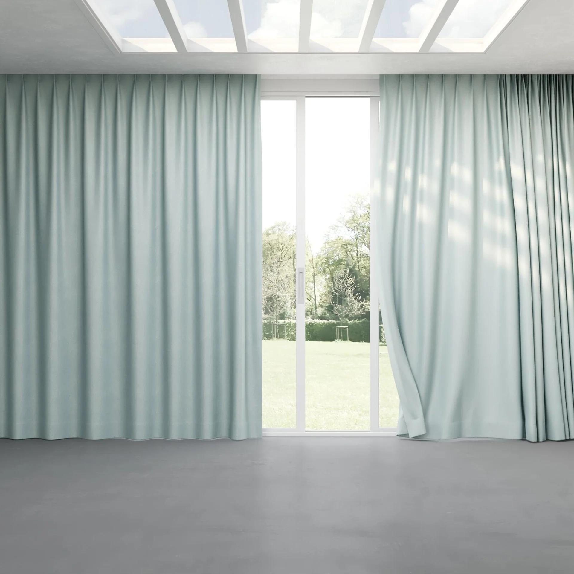 Full view of Umbra Duckegg, pinch pleat