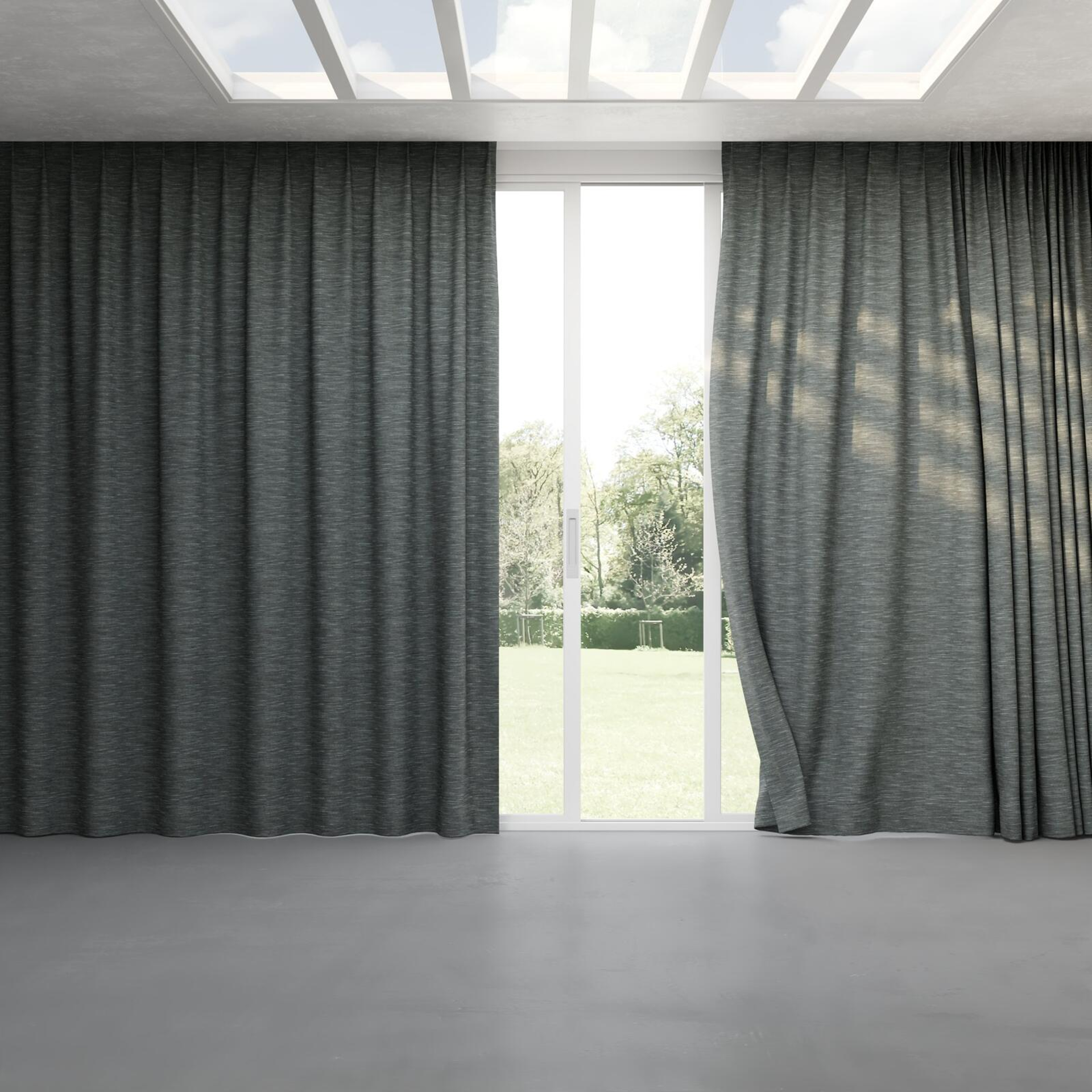 Full view of Venus Pewter, pinch pleat