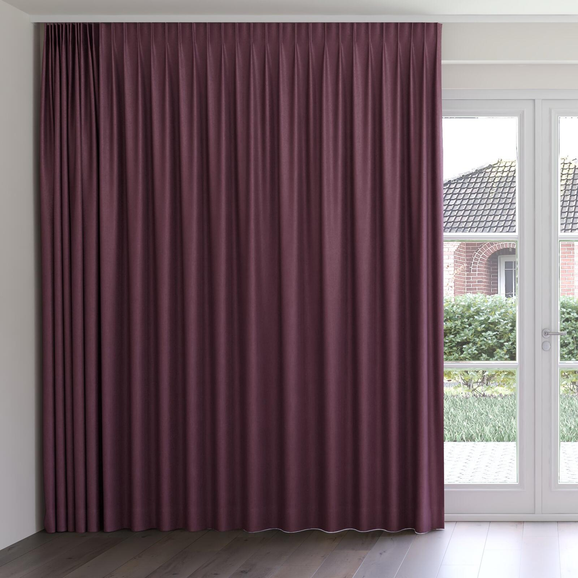 Front view of Rover Grape, on curtain rail