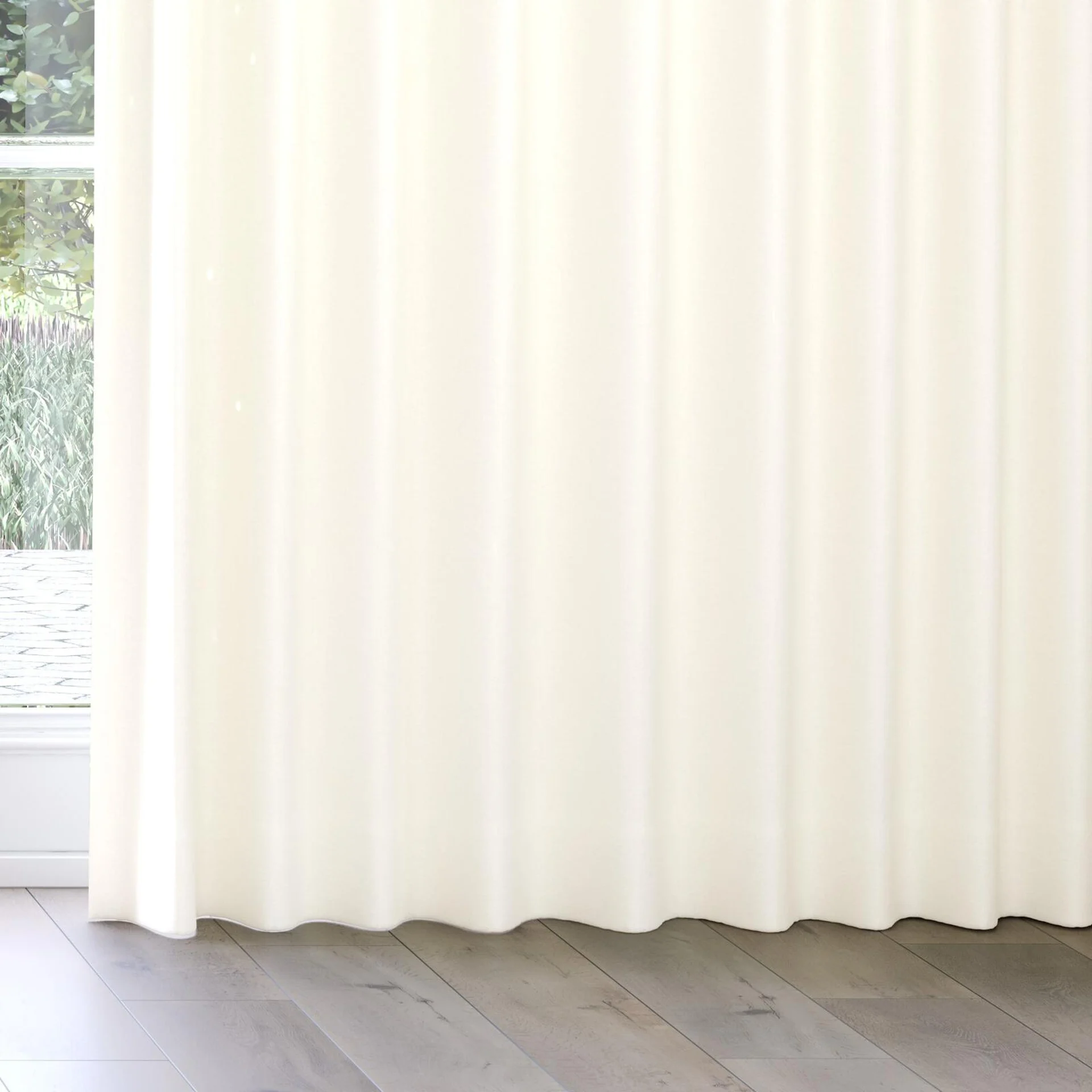 Bottom view of Brugge Ivory, on curtain rail