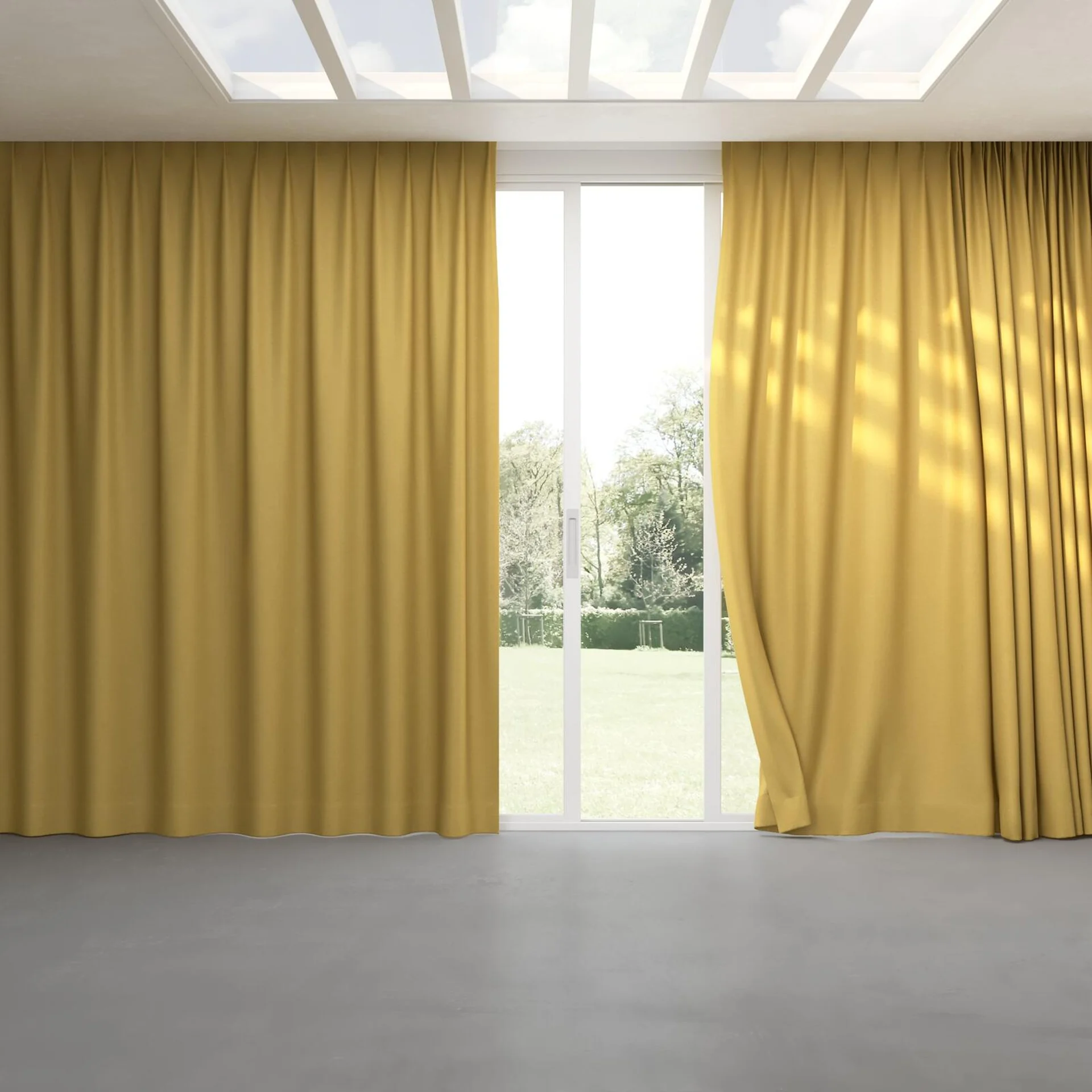 Full view of Colourwash Eco Gold, pinch pleat
