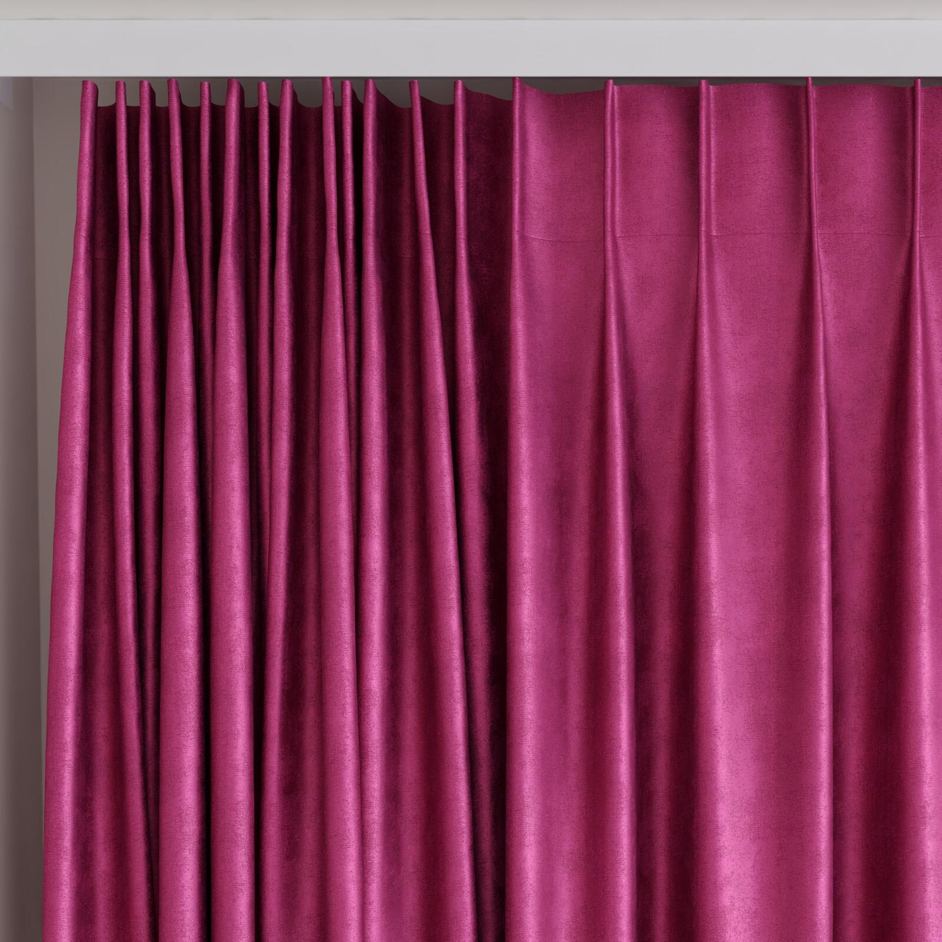 Top view of Fizz Magenta, on curtain rail