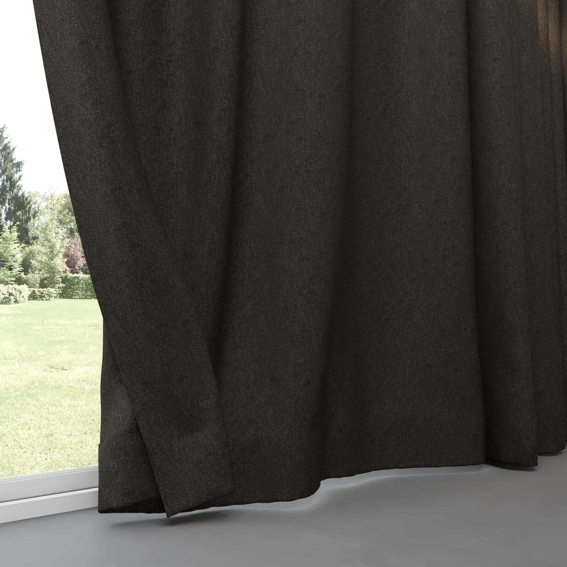 Bottom view of Rewind Liquorice, pinch pleat
