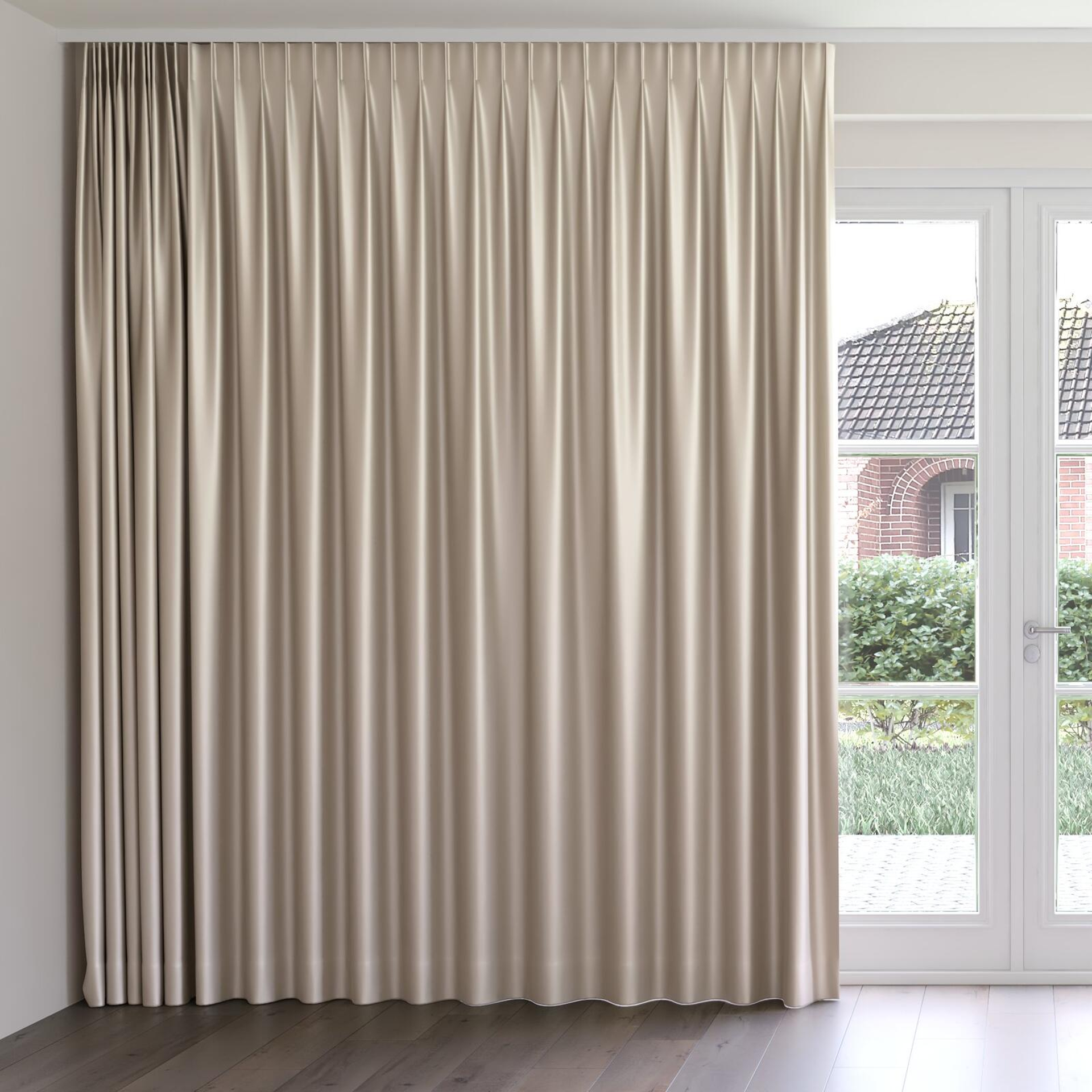Front view of North Face Sand, on curtain rail