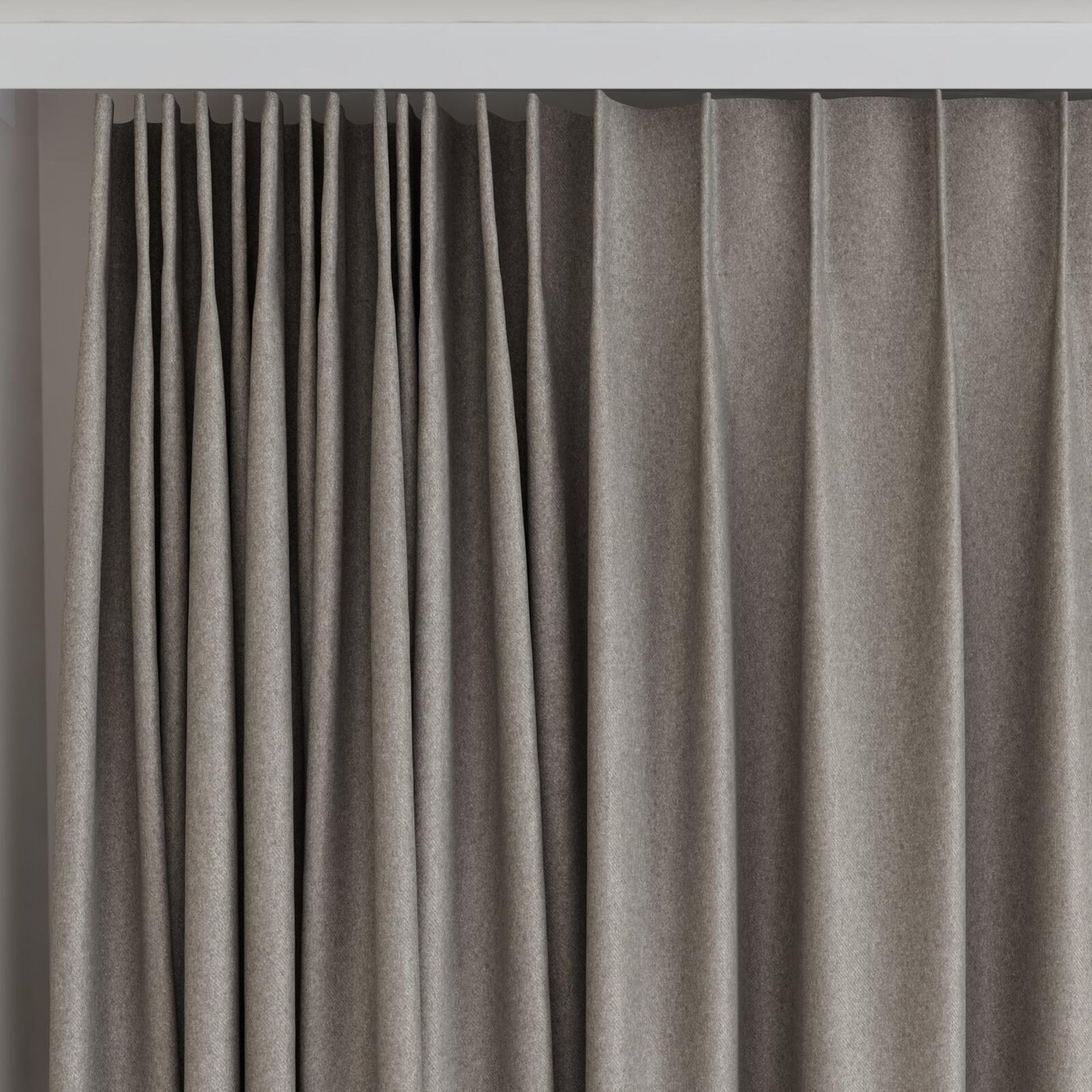 Top view of Woolly/Woolen Zinc, on curtain rail