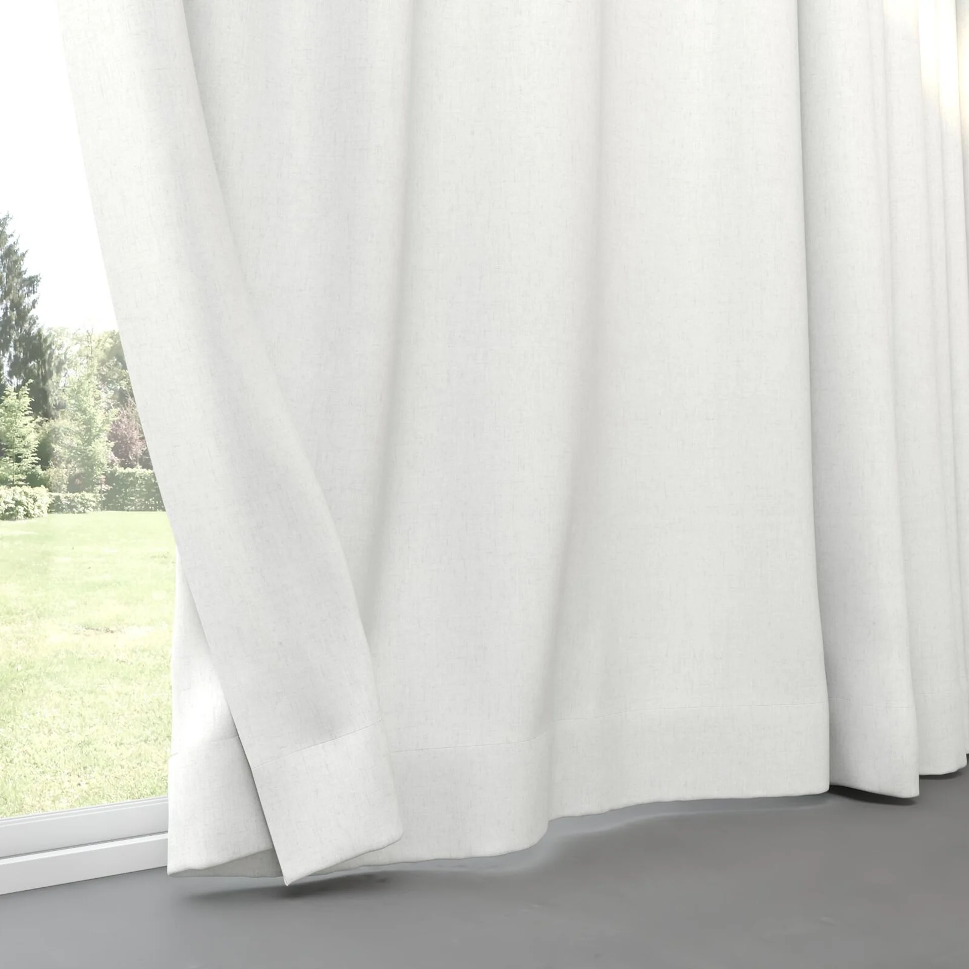 Bottom view of Stonewall Blackout Swan, pinch pleat