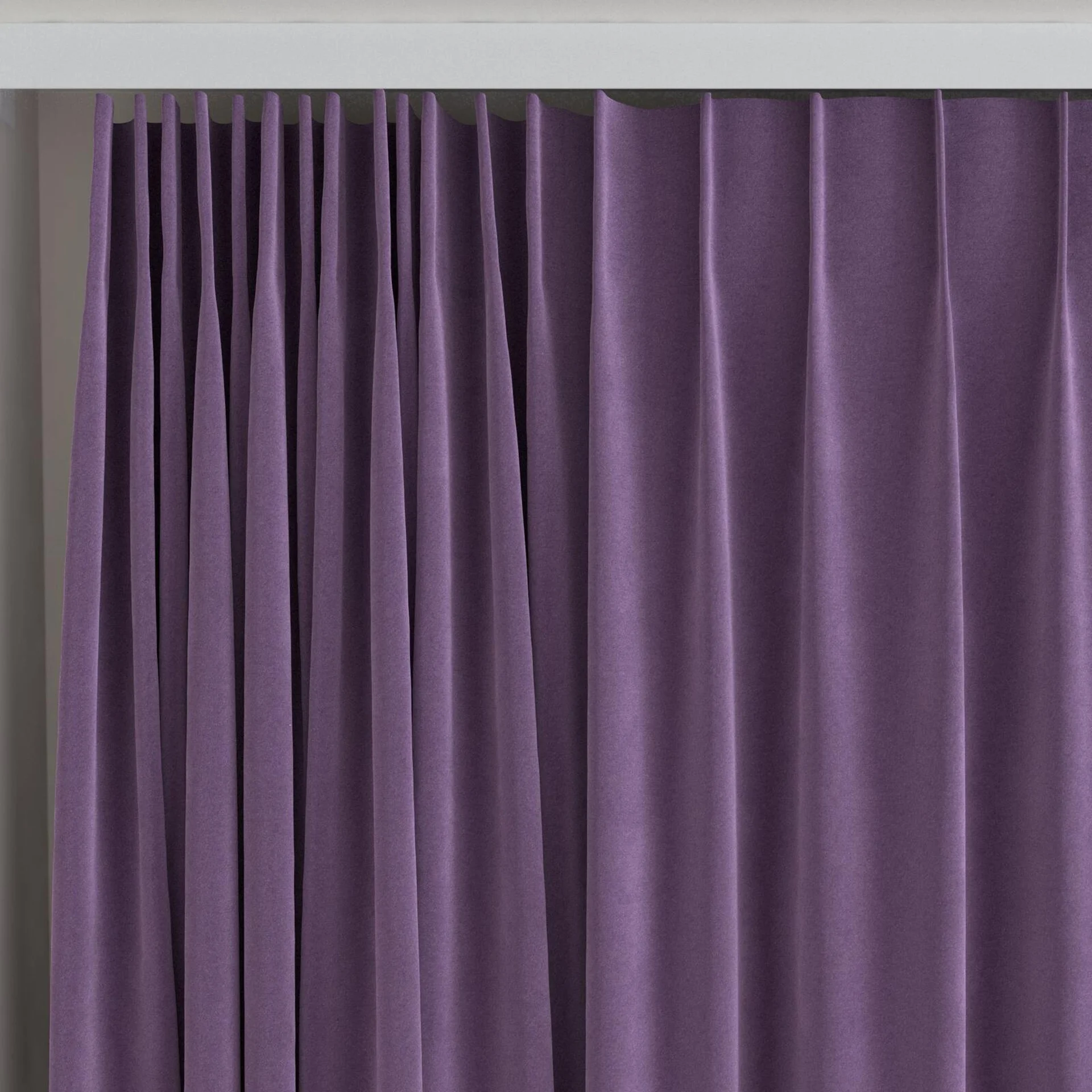 Top view of Moon Plum, on curtain rail