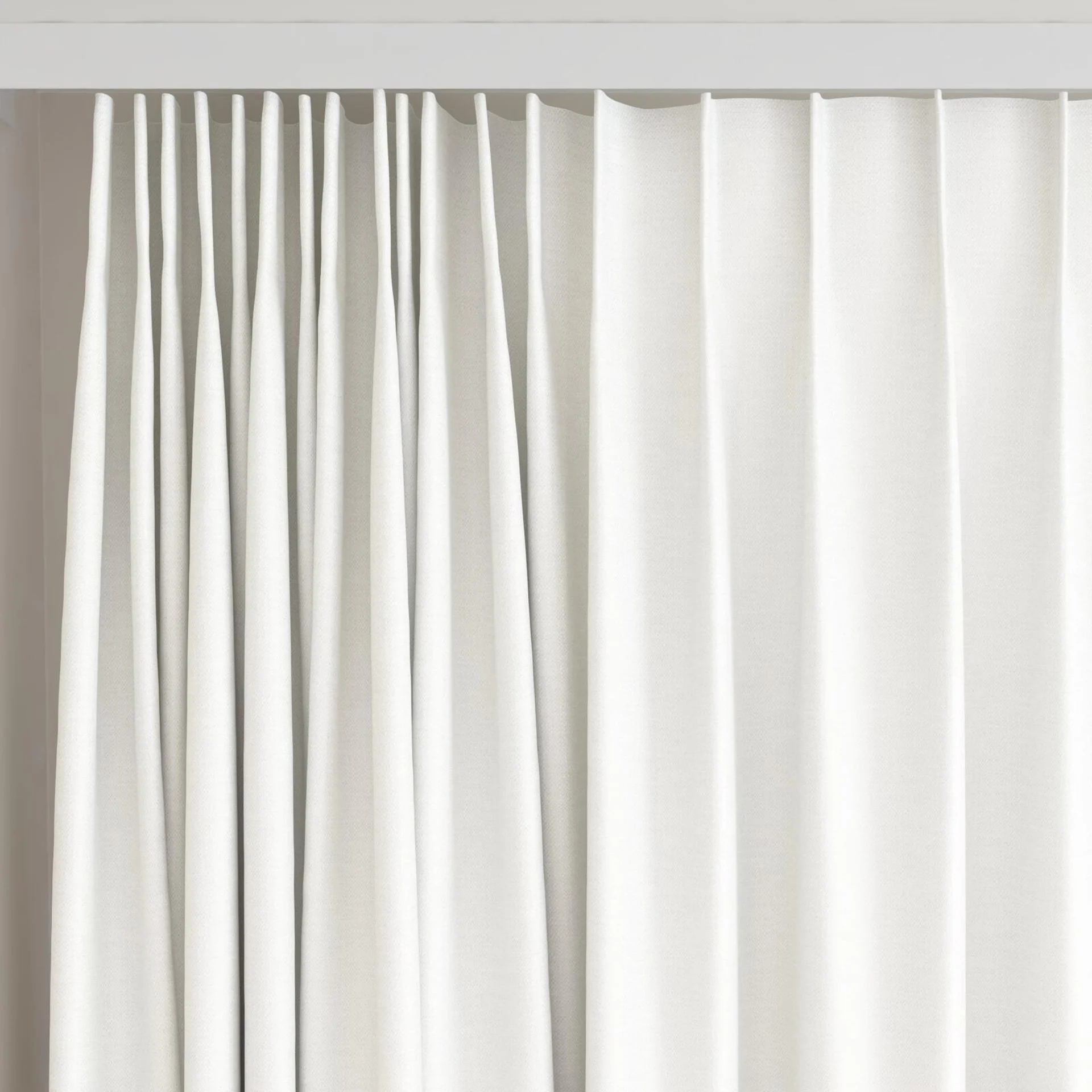 Top view of Colourwash Eco Marshmallow, on curtain rail