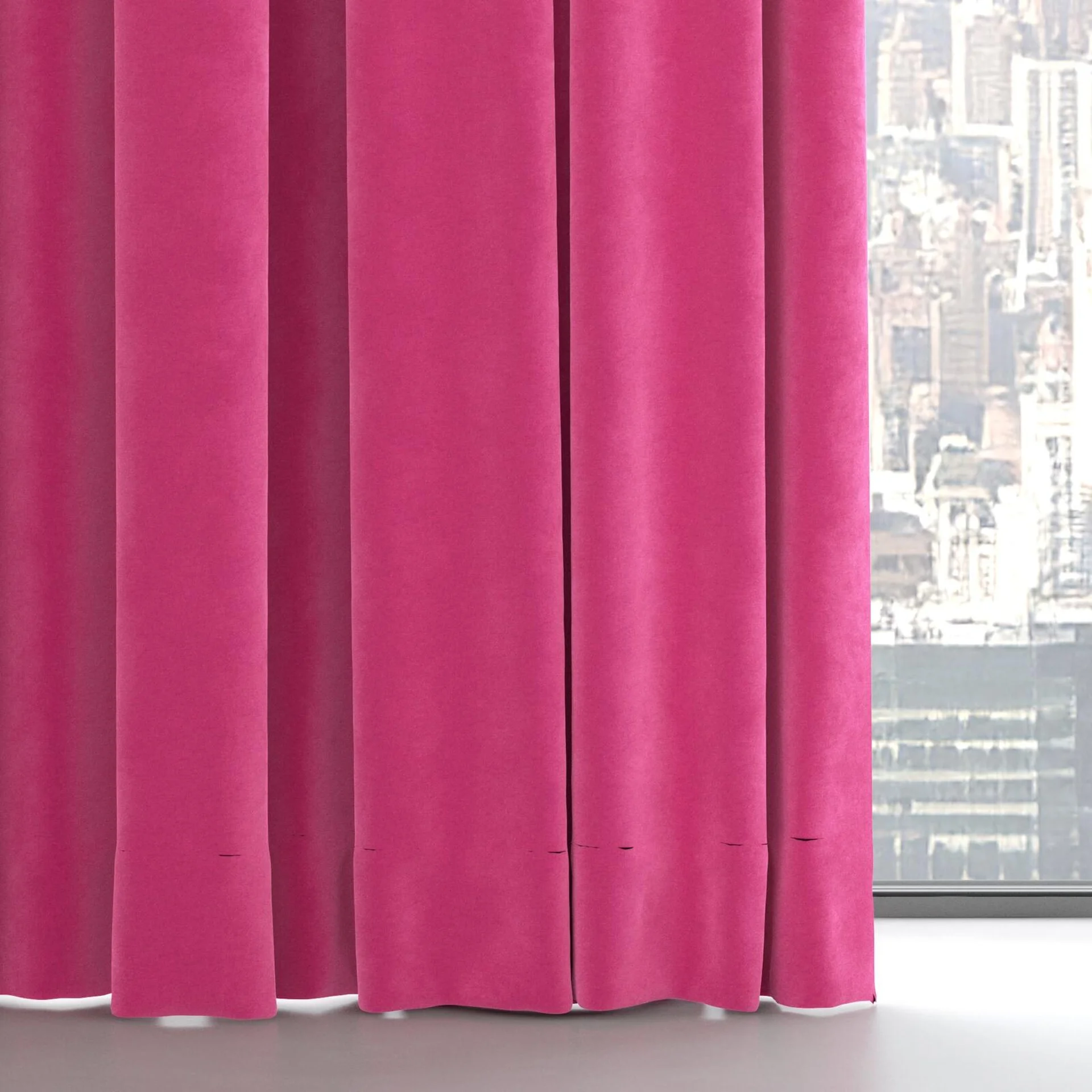 Bottom view of Lux Velvet Cerise 8509, on hidden rail