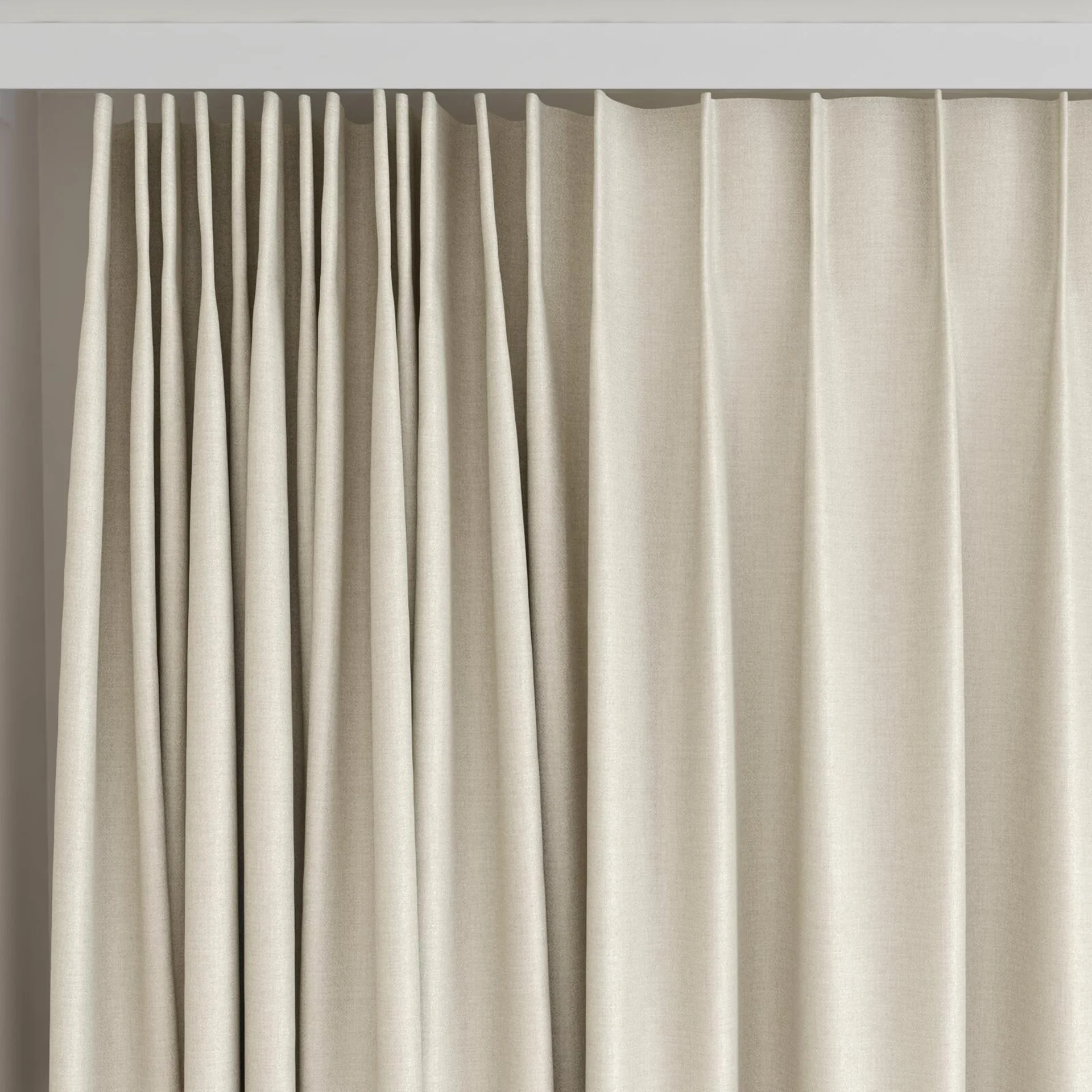 Top view of Eclipse Blackout Parchment, on curtain rail