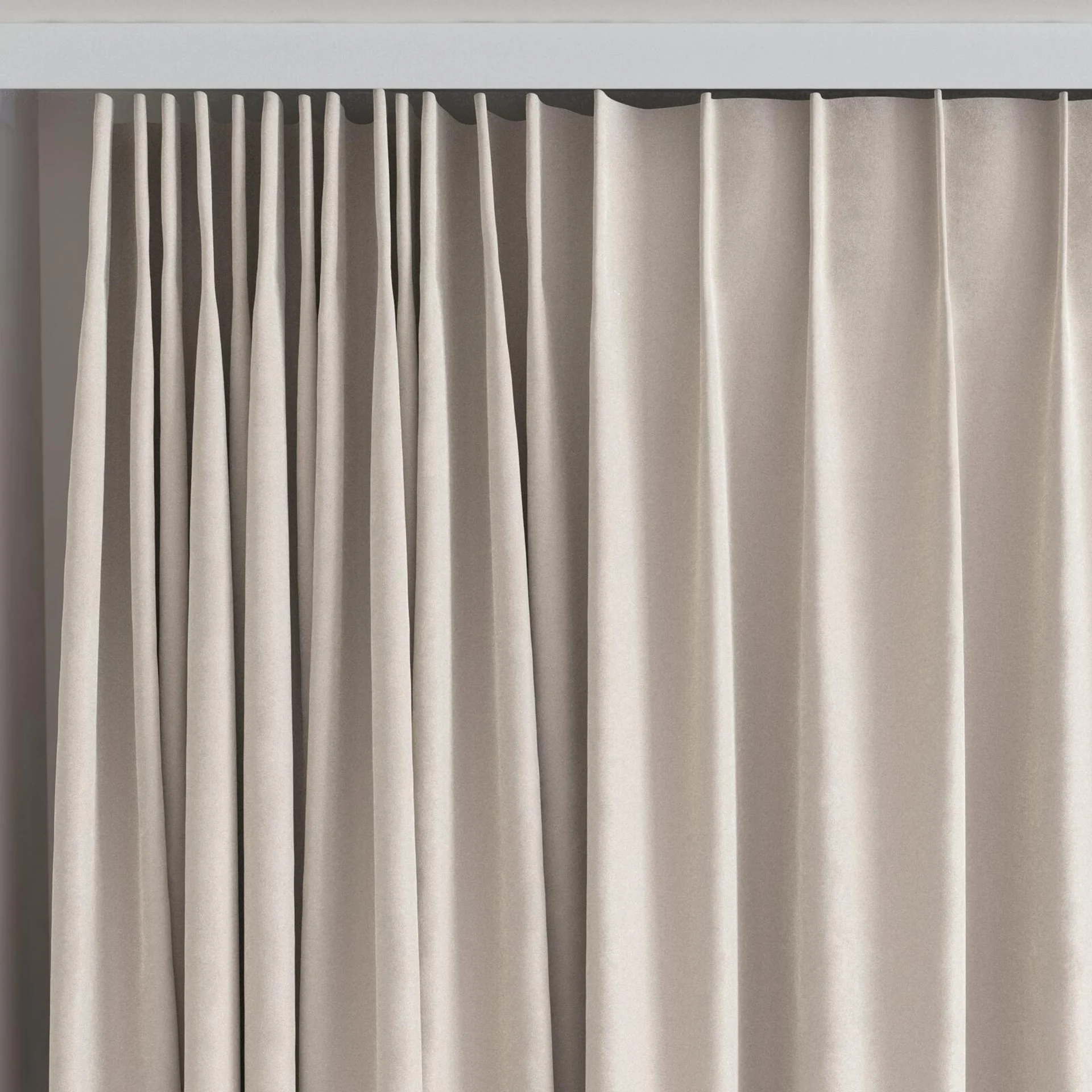 Top view of Moon Sesame, on curtain rail