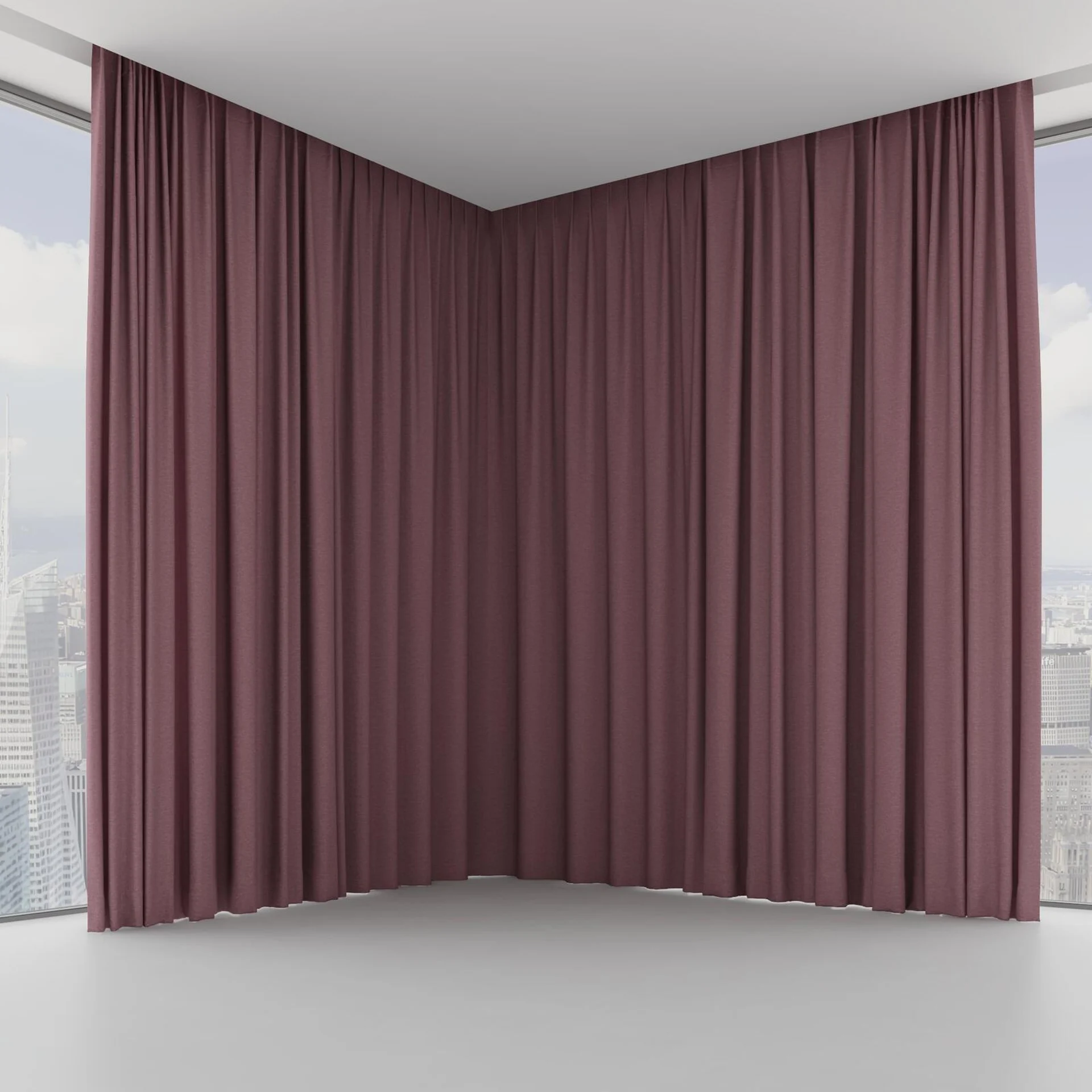 Front view of Coverlet Boudoir, on hidden rail
