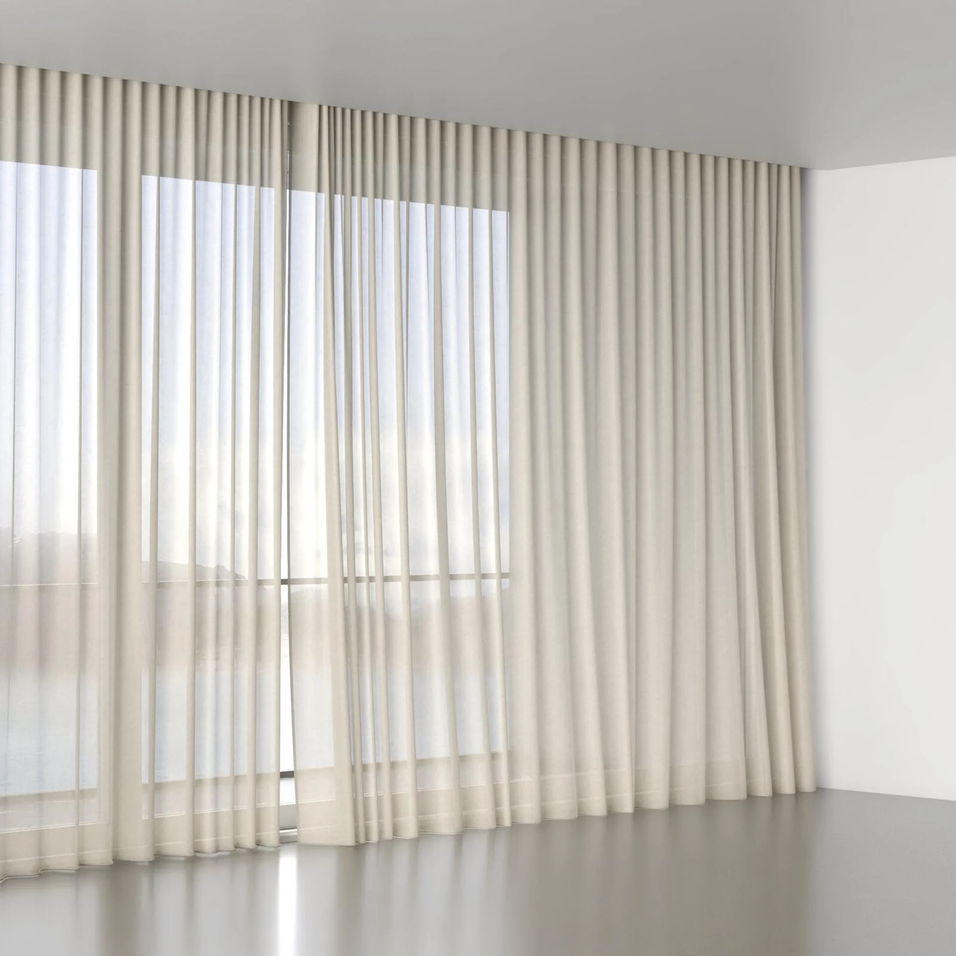 Full view of Flo II Sesame, wave pleat