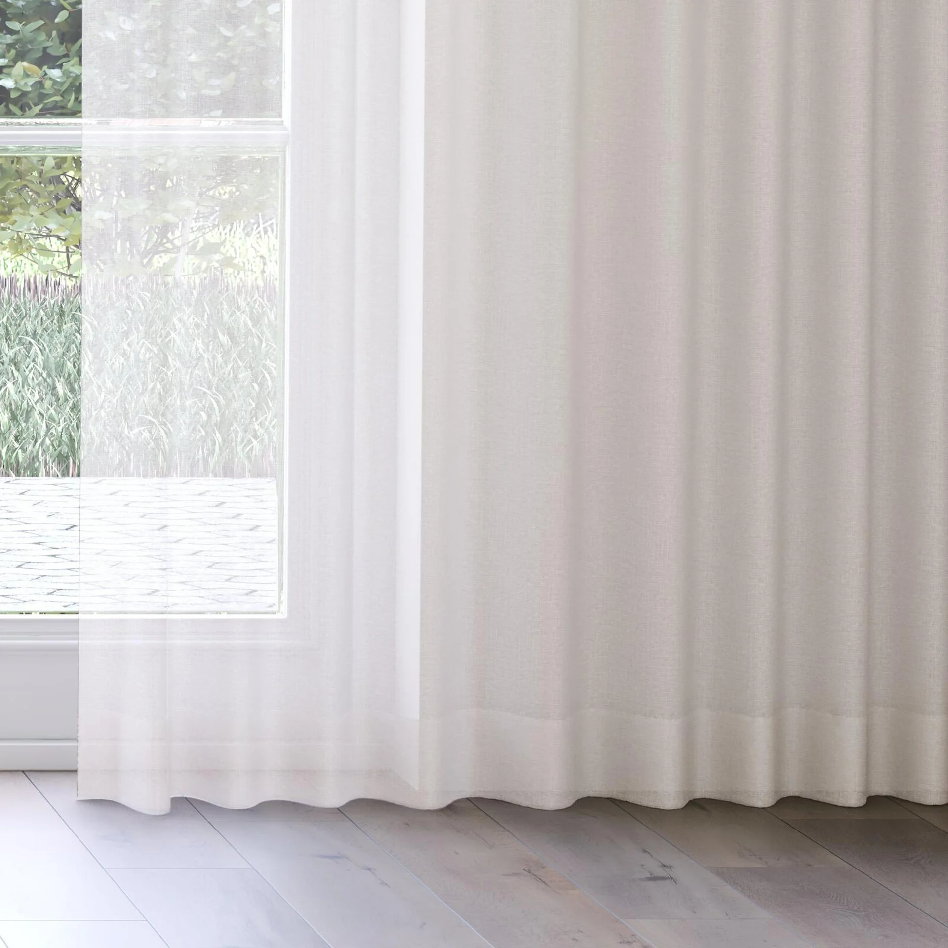 Bottom view of Antipodes Sand, on curtain rail