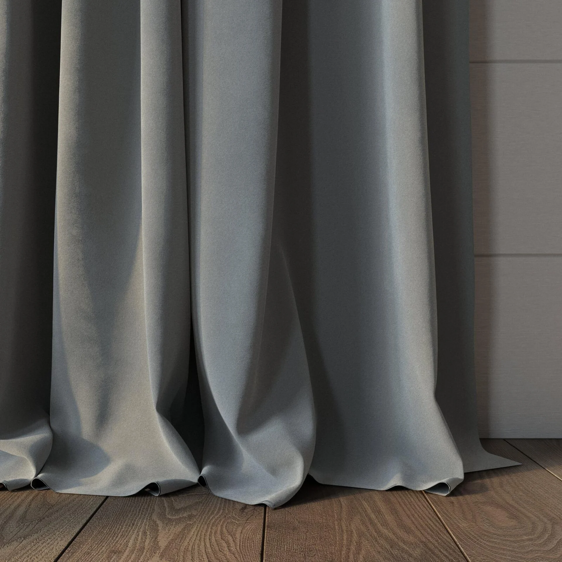Bottom view of Verbier Shark, puddled, on curtain rod