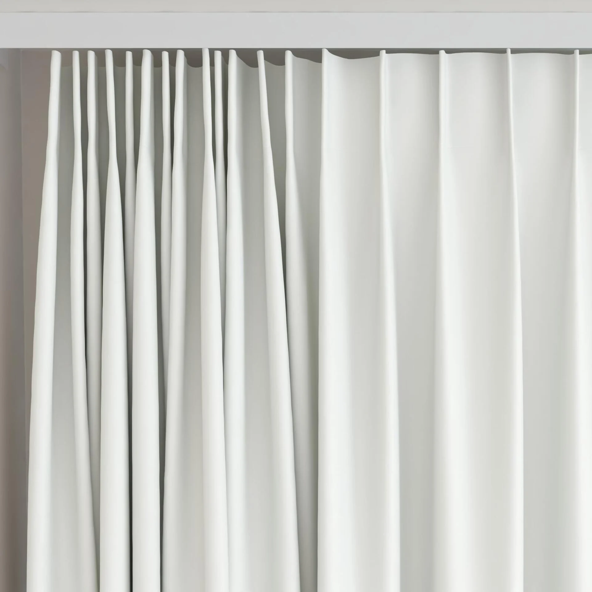 Top view of Ultra Dim Pearl, on curtain rail