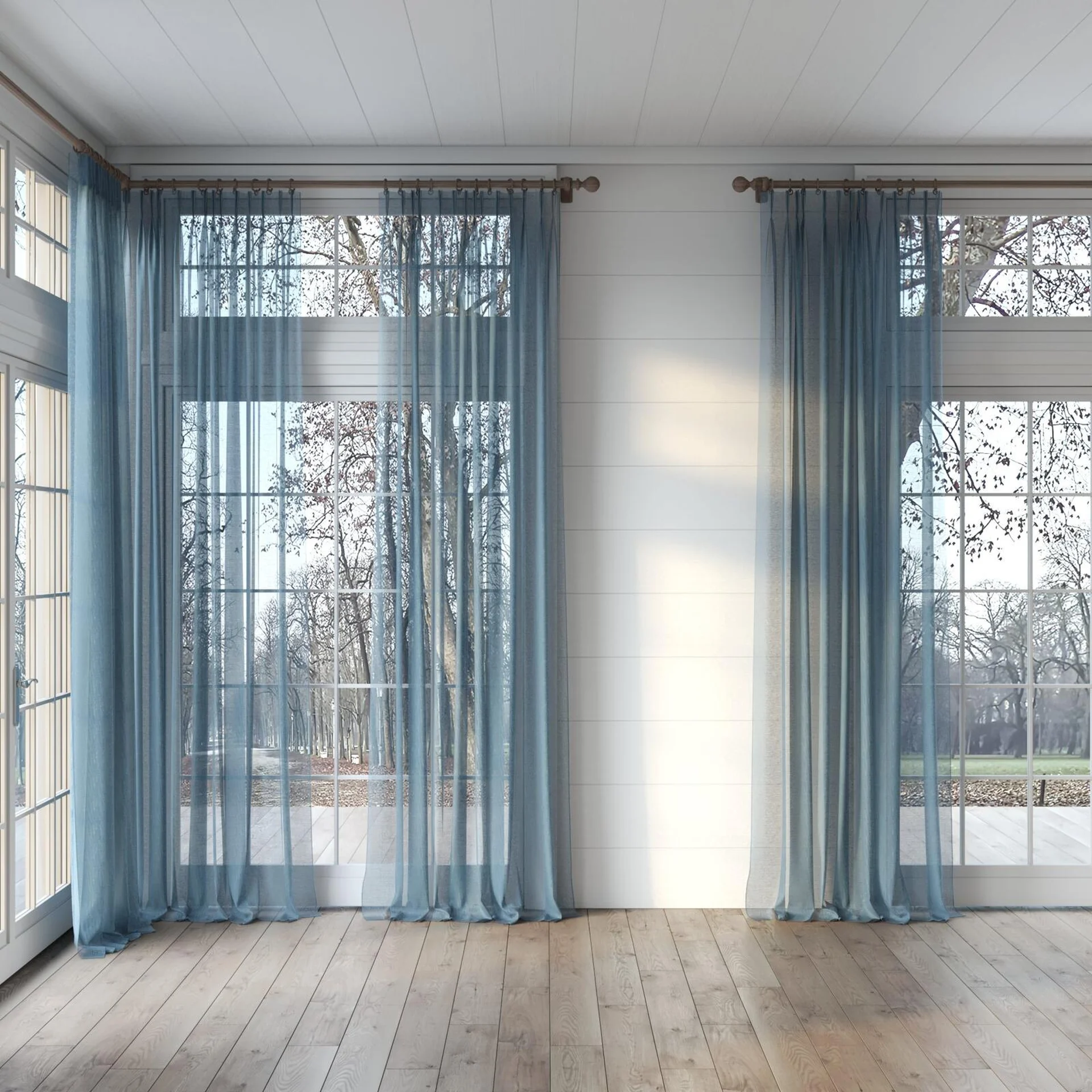Full view of Graceful Storm, puddled, on curtain rod