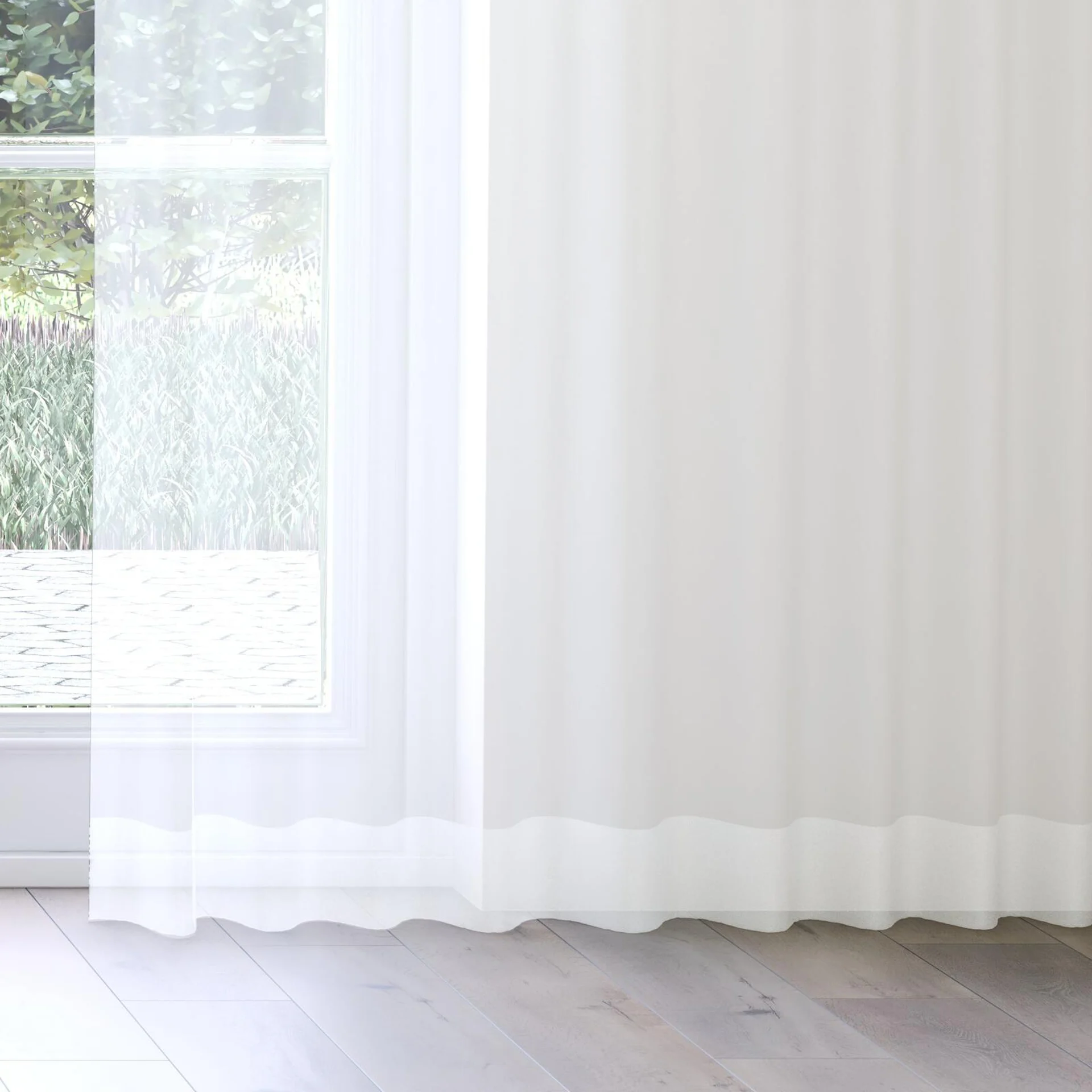 Bottom view of Xo Vanilla, on curtain rail