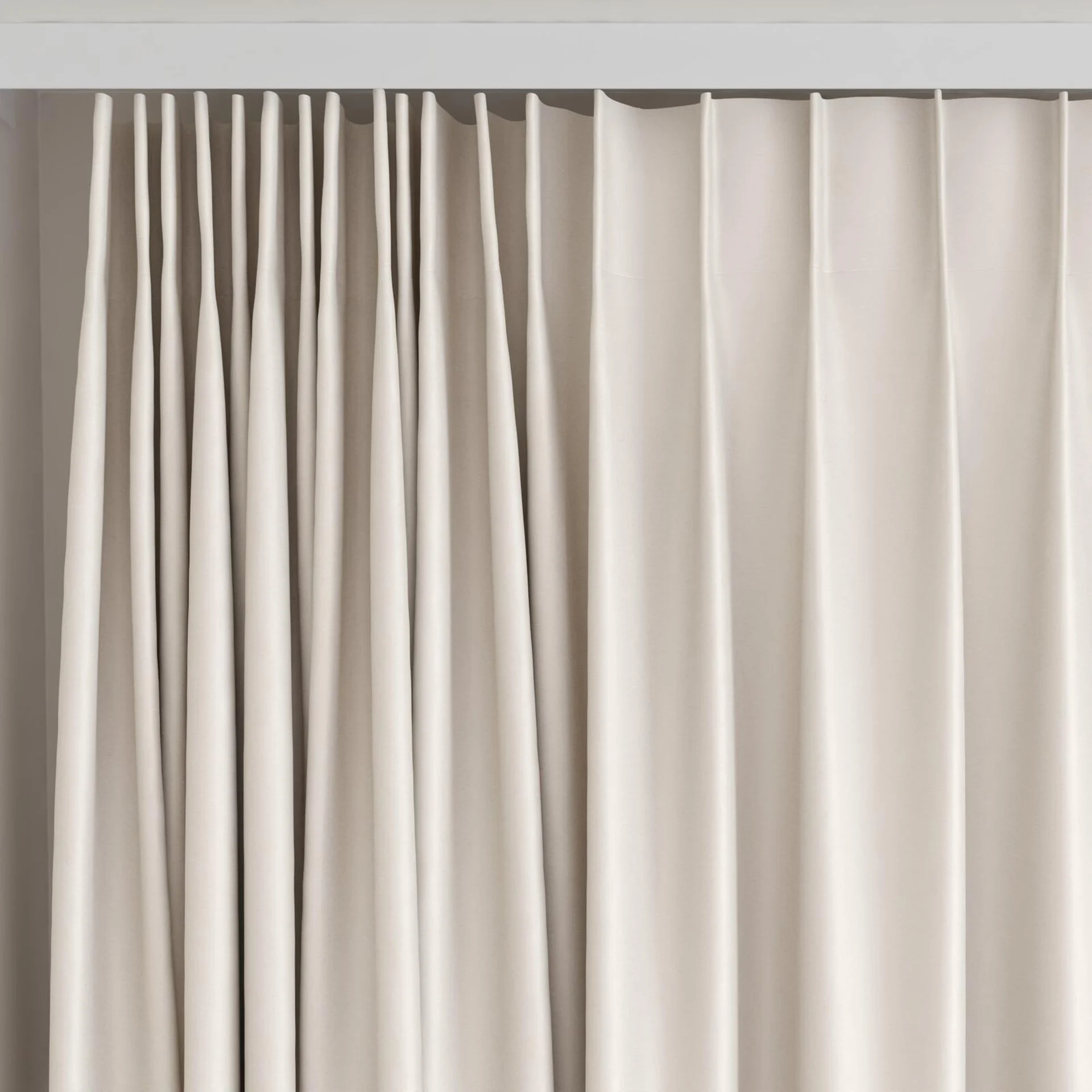 Top view of Stellar Blackout Cream, on curtain rail