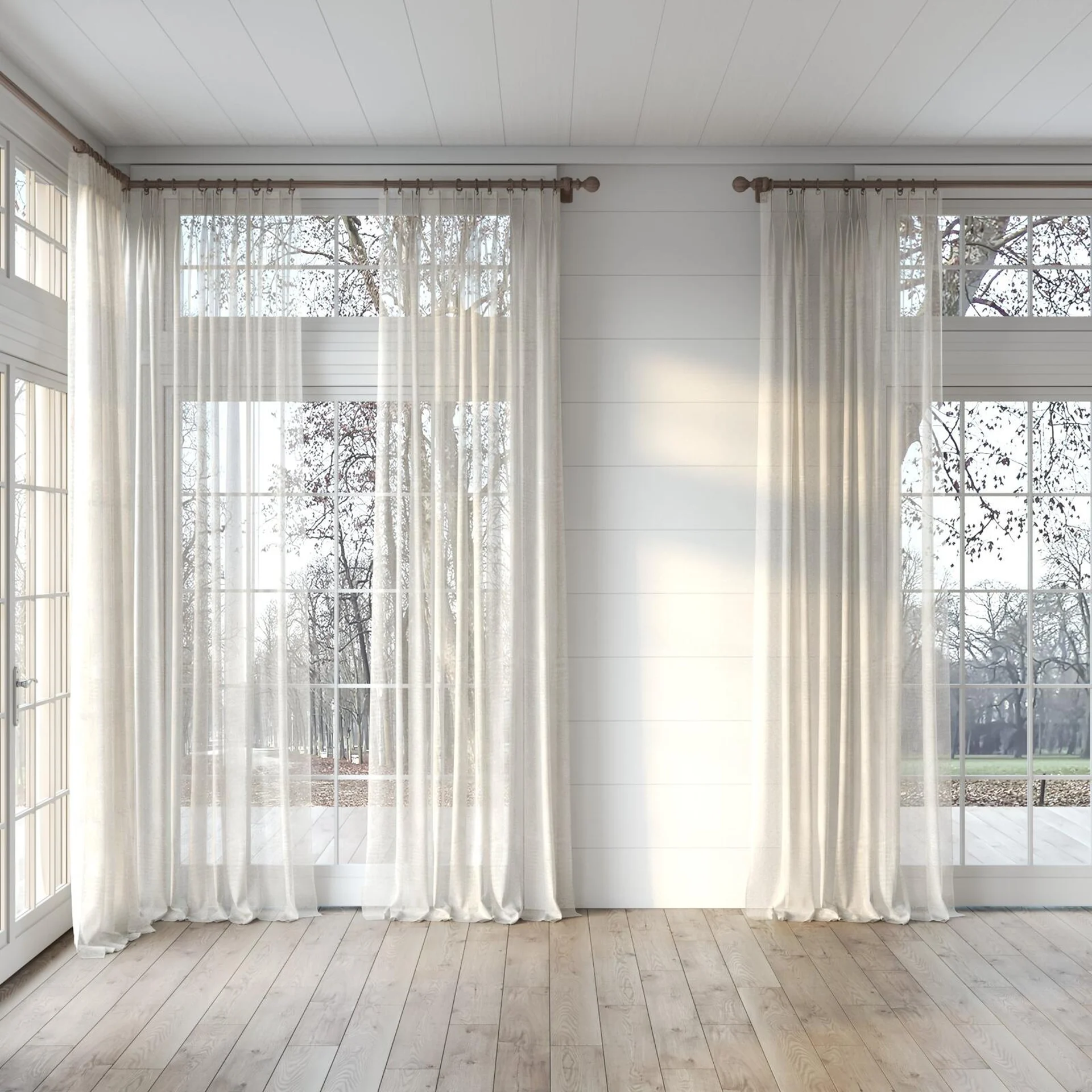 Full view of Savona Dune, puddled, on curtain rod